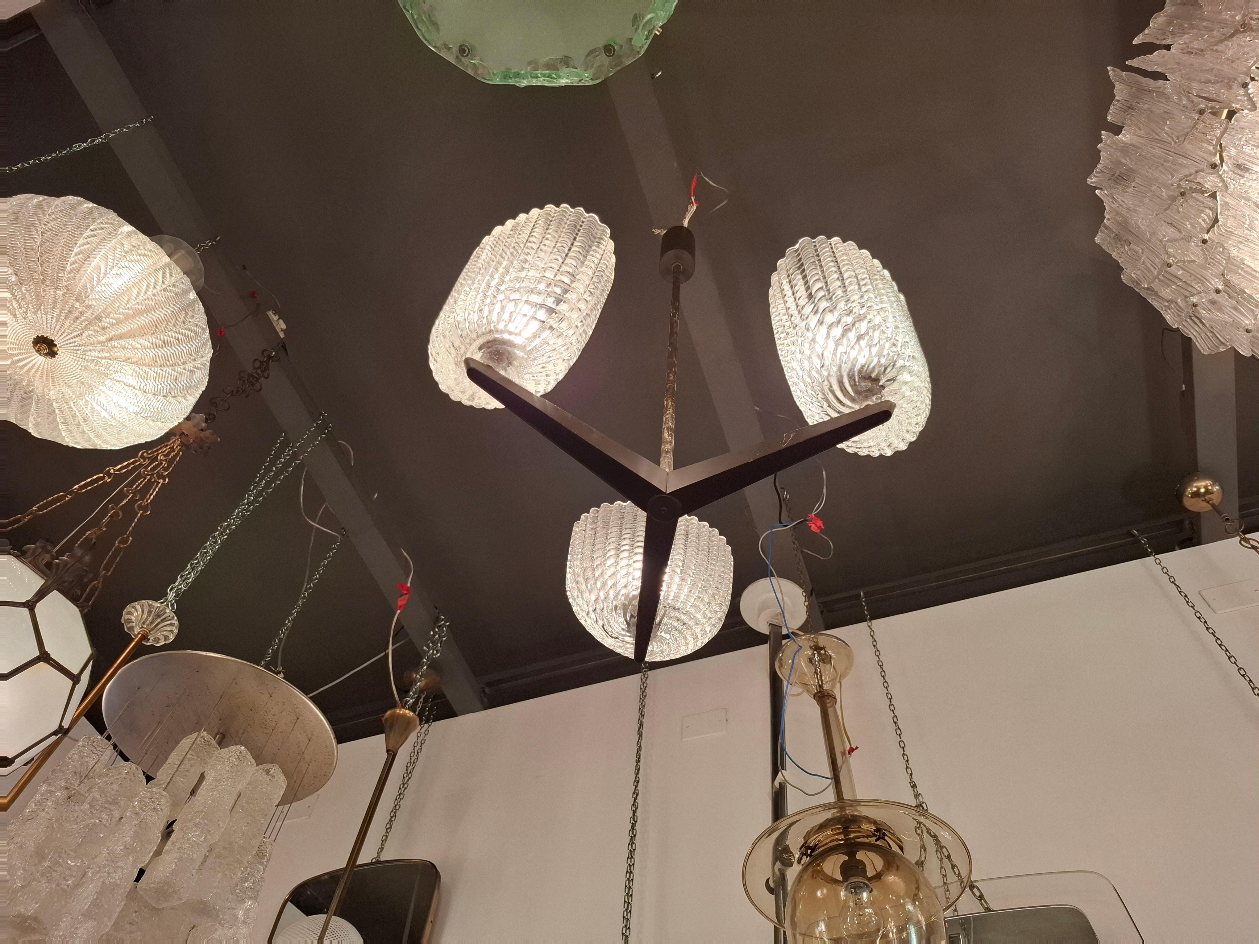 Verre de Murano SEGUSO CHANDELIER MURANO VERRE OTTONE 1950 Italie en vente