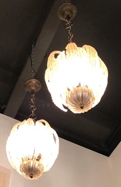 Lámparas Seguso de cristal de Murano dorado, 1930, Italia