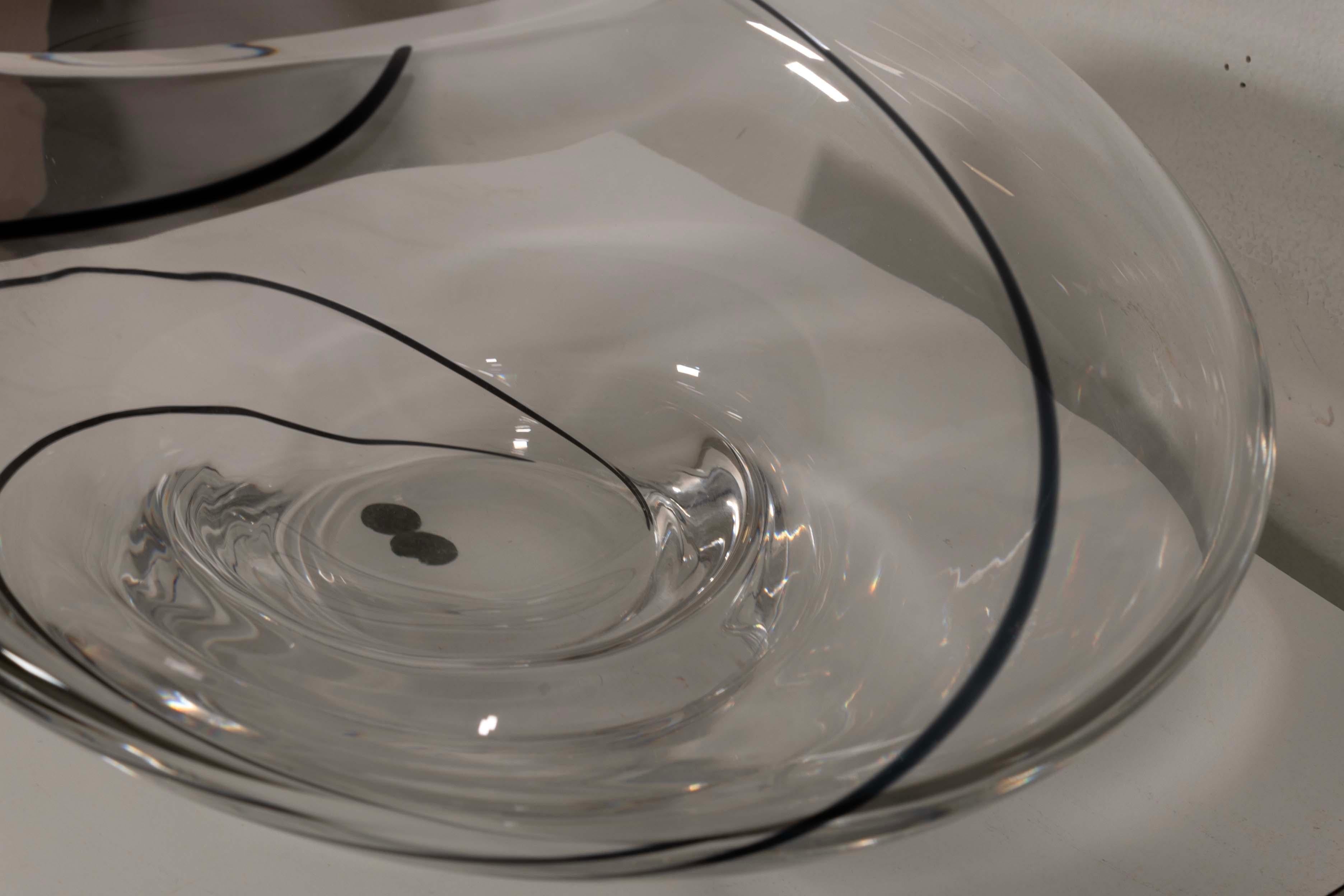 Seguso Contemporary Murano Blown Glass with Blue Swirl Signed Des L Seguso For Sale 1
