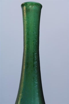 Seguso Corroded Cobalt Green Vase in the Shape of a Bottle, 1960s