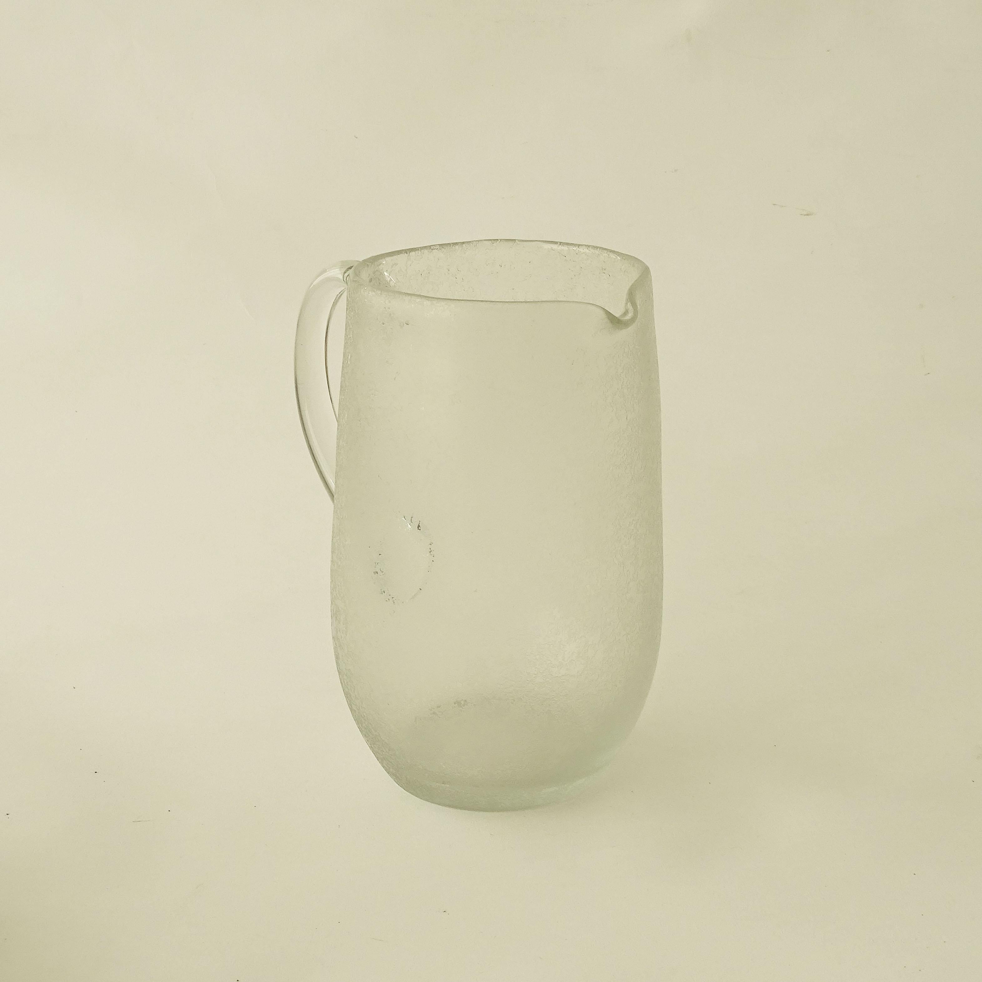 Seguso Corroso Murano Glass Water Jug, Italy 1930s In Excellent Condition For Sale In Milan, IT