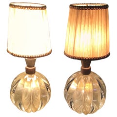 Seguso Couples Table Lamp Murano Glass Brass, 1940, Italy