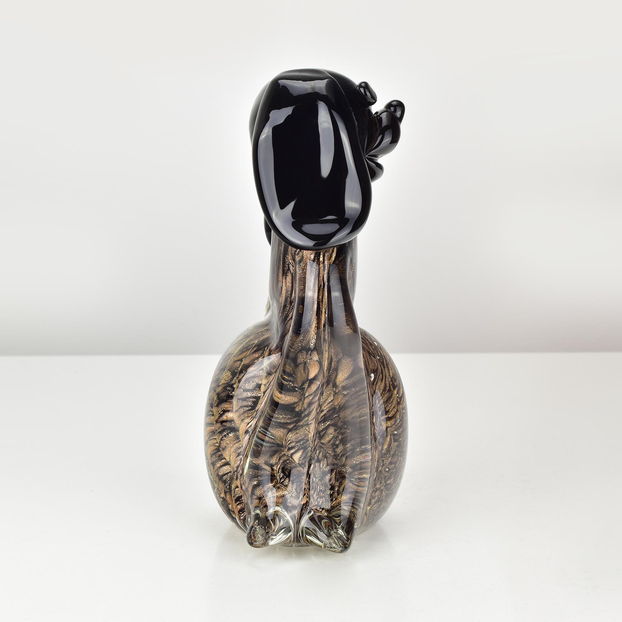 Seguso Figurilla Perro Cobre / Oro Rosa Motas Sommerso Vidrio Arte Siglo Medio Moderno de mediados de siglo en venta