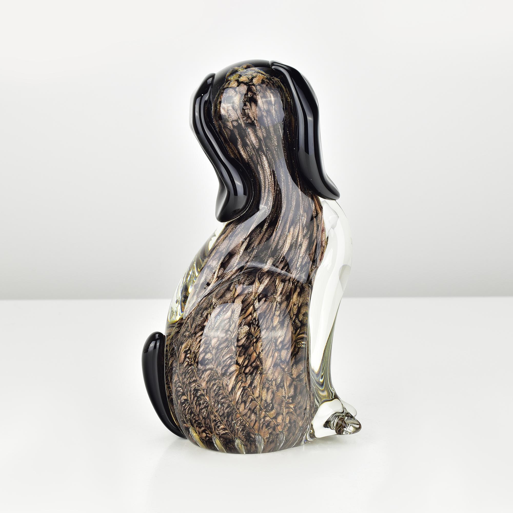 Seguso Figurilla Perro Cobre / Oro Rosa Motas Sommerso Vidrio Arte Siglo Medio Italiano en venta