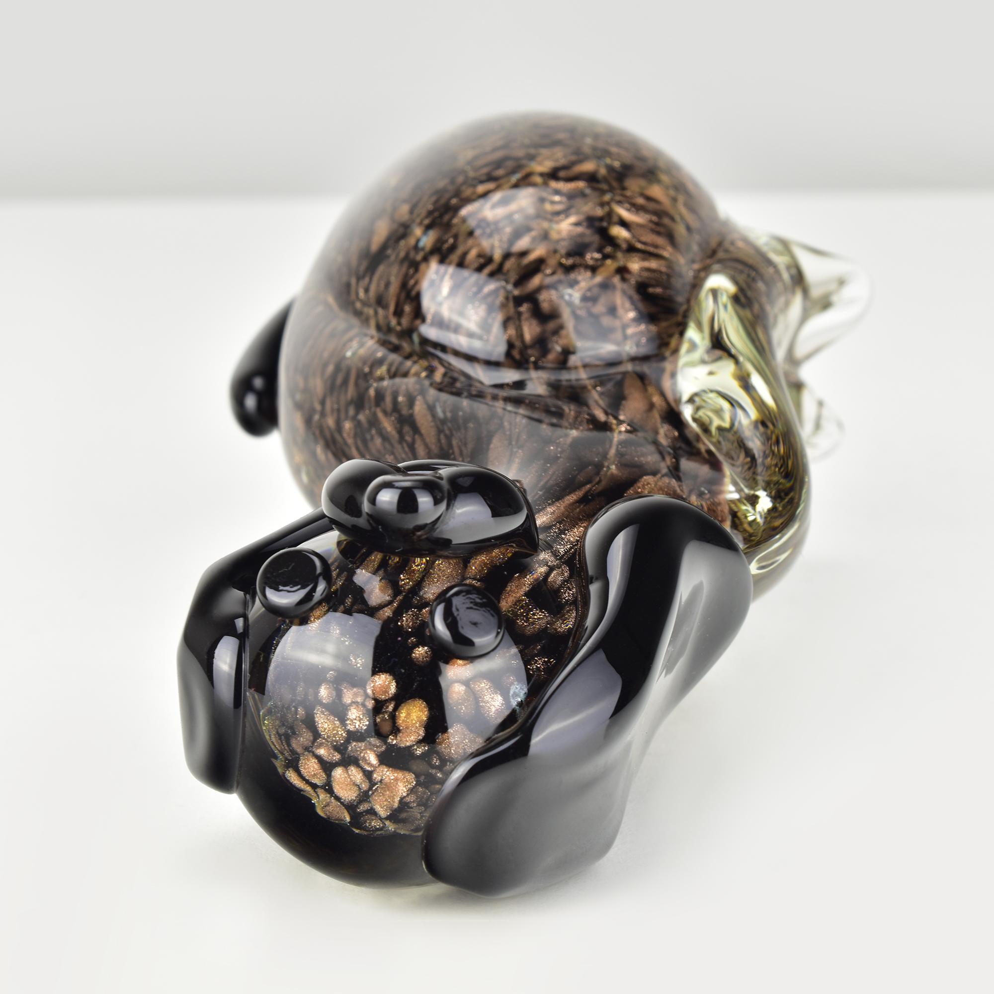Seguso Figurilla Perro Cobre / Oro Rosa Motas Sommerso Vidrio Arte Siglo Medio mediados del siglo XX en venta