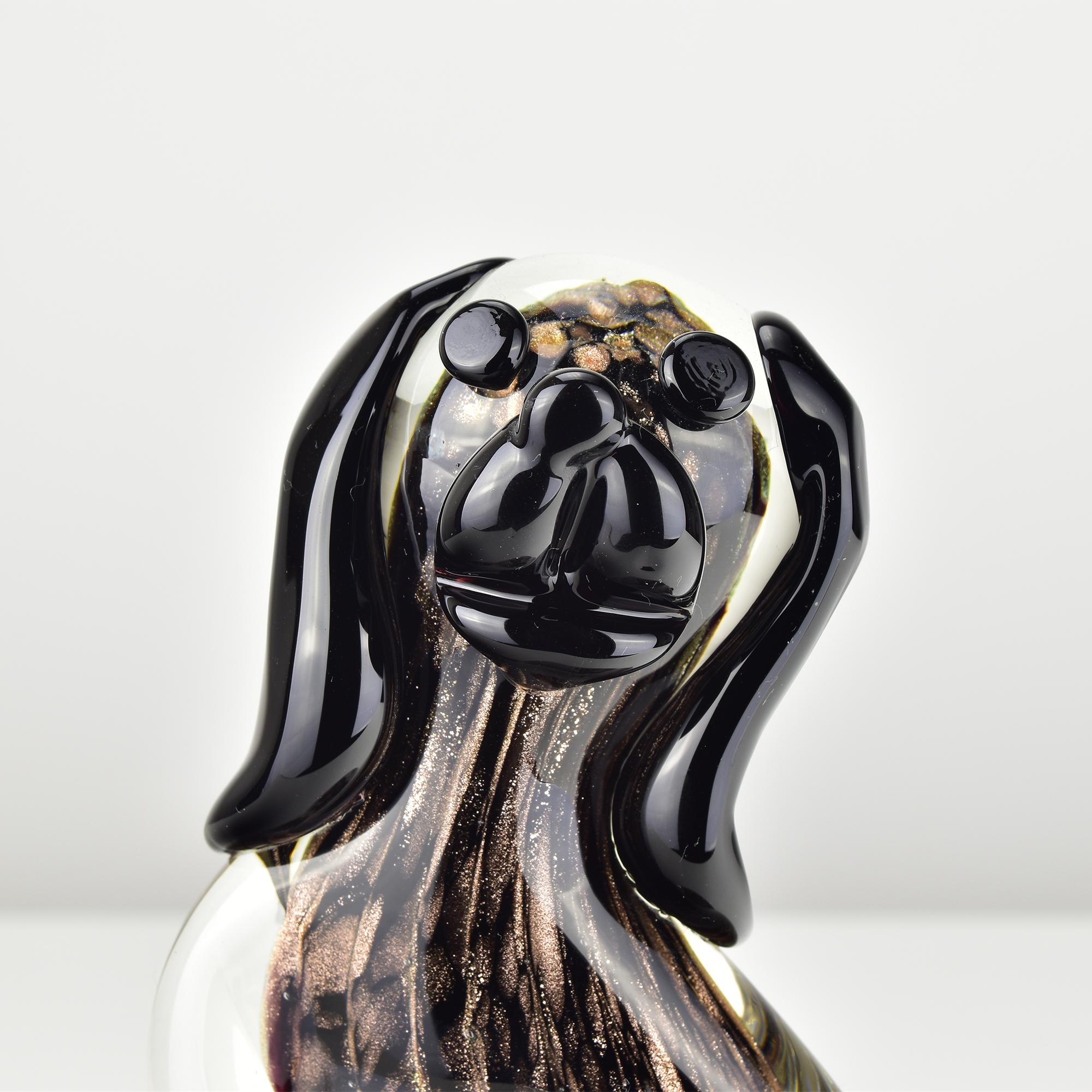 Seguso Figurilla Perro Cobre / Oro Rosa Motas Sommerso Vidrio Arte Siglo Medio en venta 1