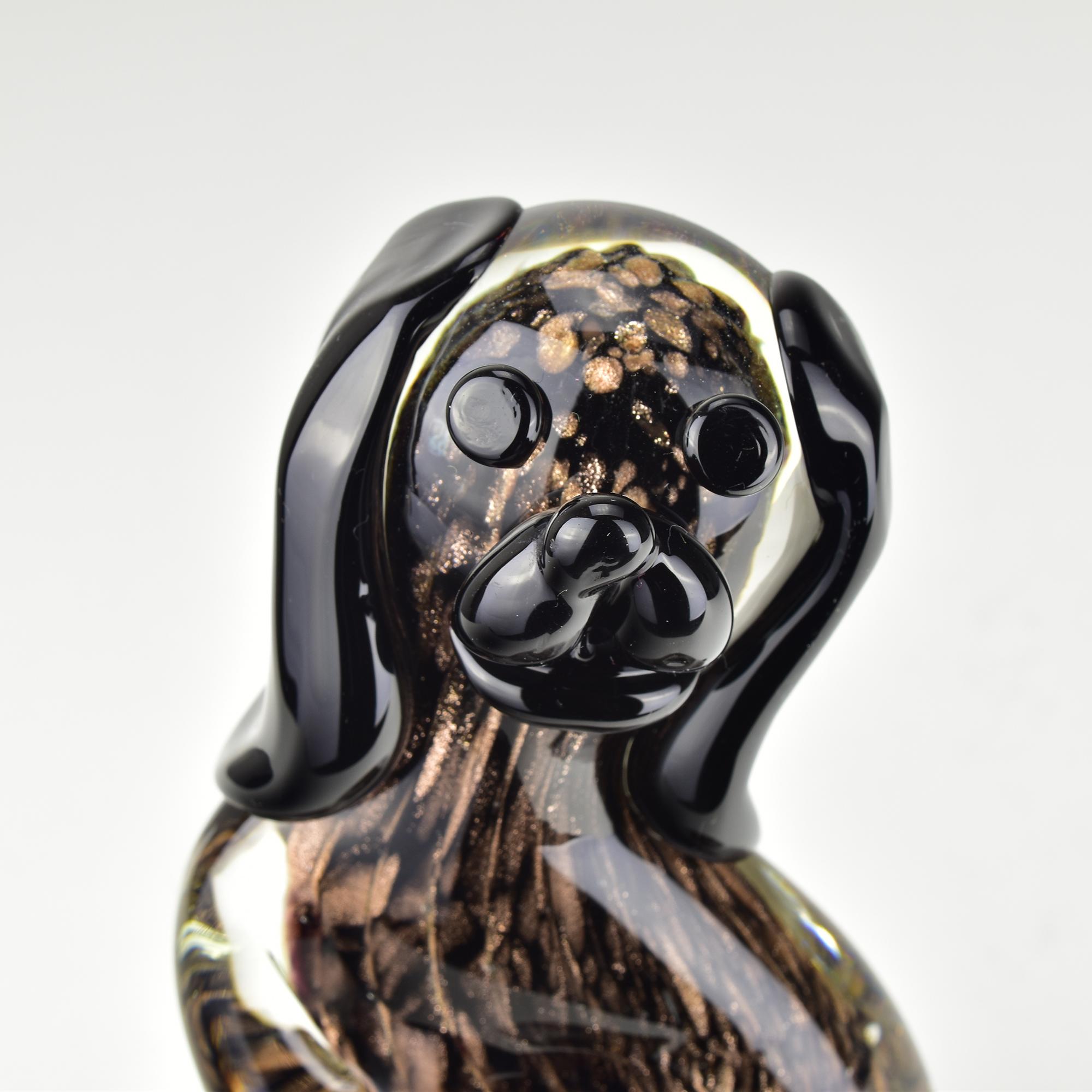 Seguso Figurilla Perro Cobre / Oro Rosa Motas Sommerso Vidrio Arte Siglo Medio en venta 2