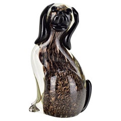 Seguso Dog Figurine Copper / Rose Gold Flecks Sommerso Mid Century Art Glass
