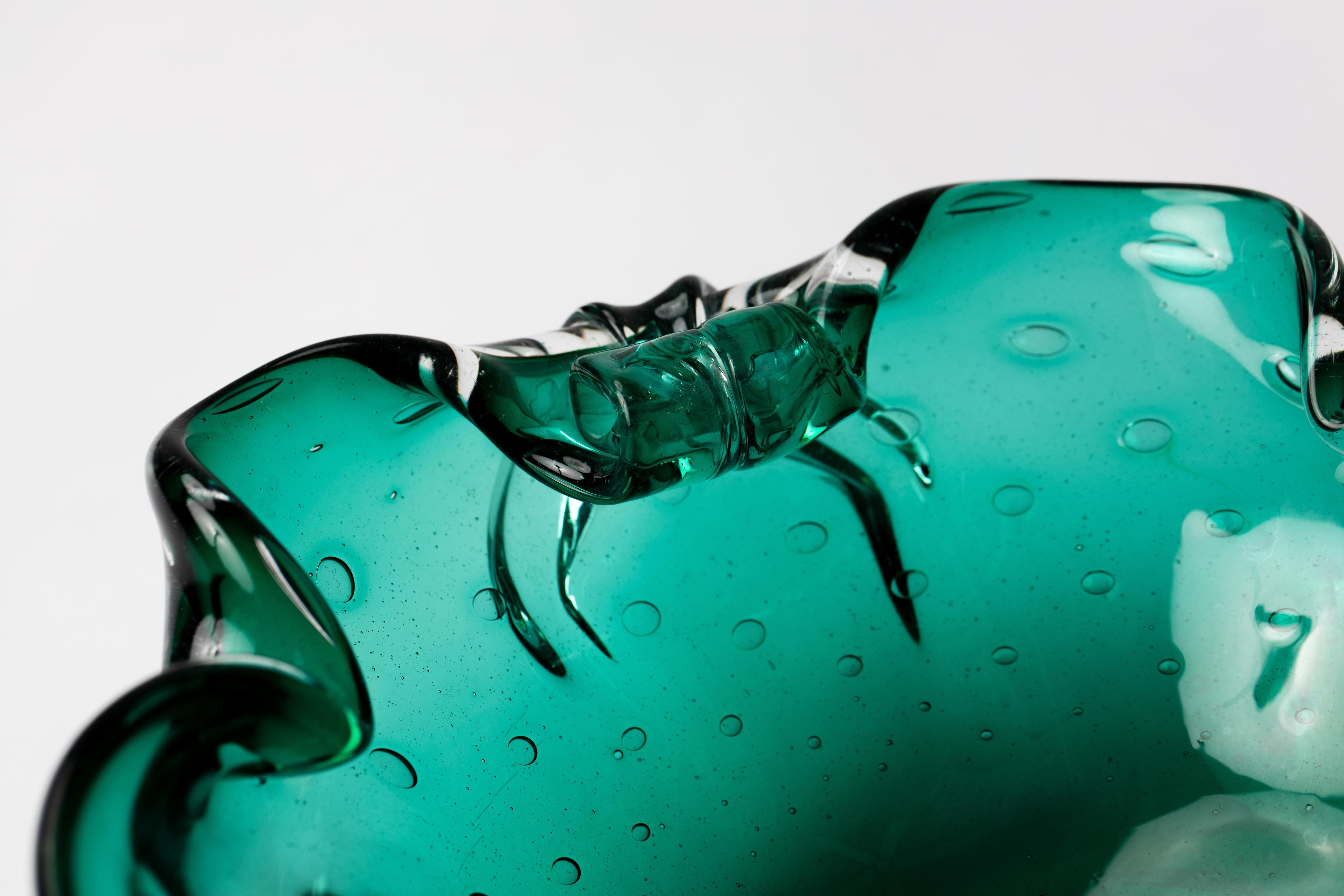 Seguso Smaragdgrünes Muranoglas Muschel dekorative Schale im Angebot 2