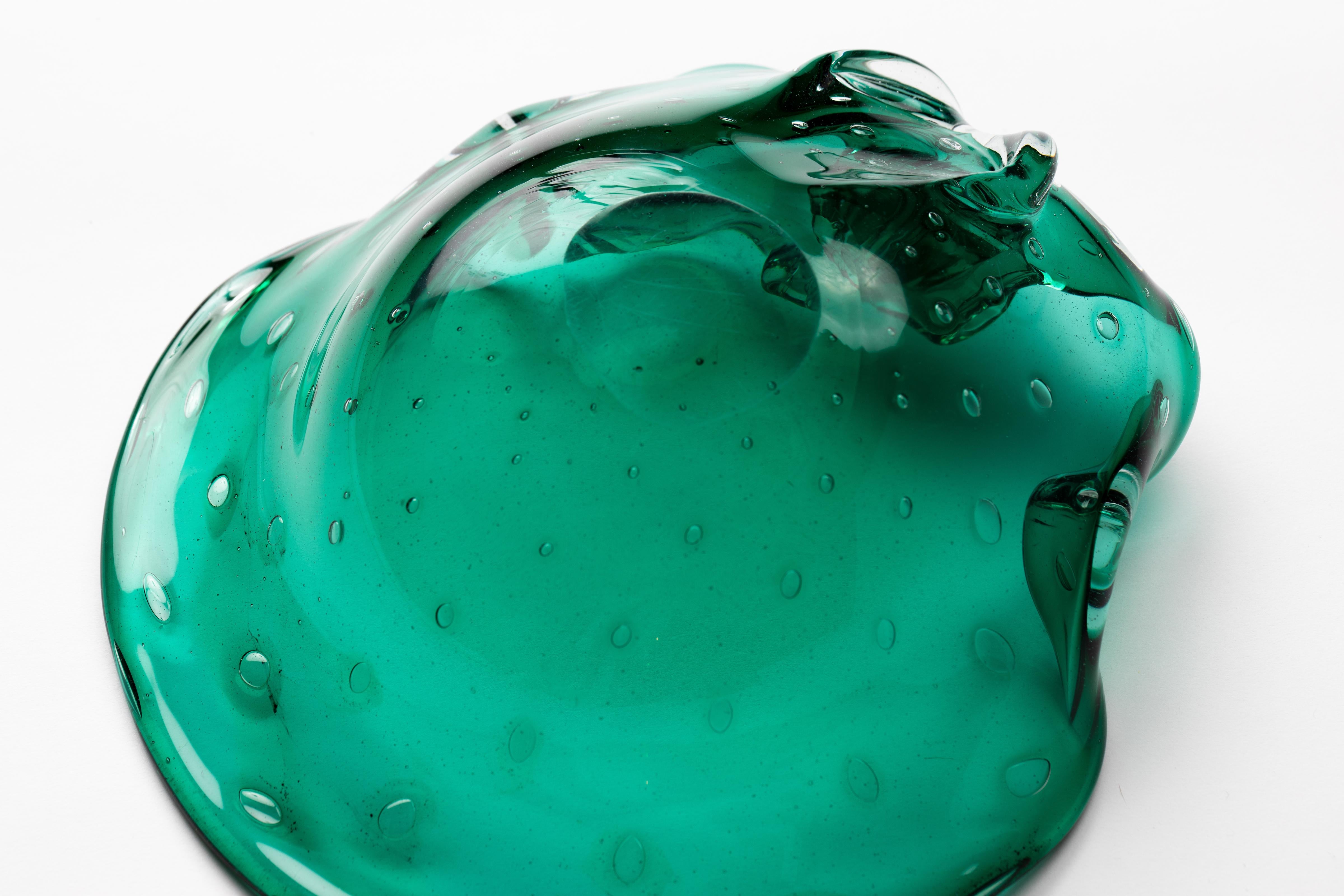 Seguso Emerald Green Murano Glass Seashell Decorative Dish For Sale 5