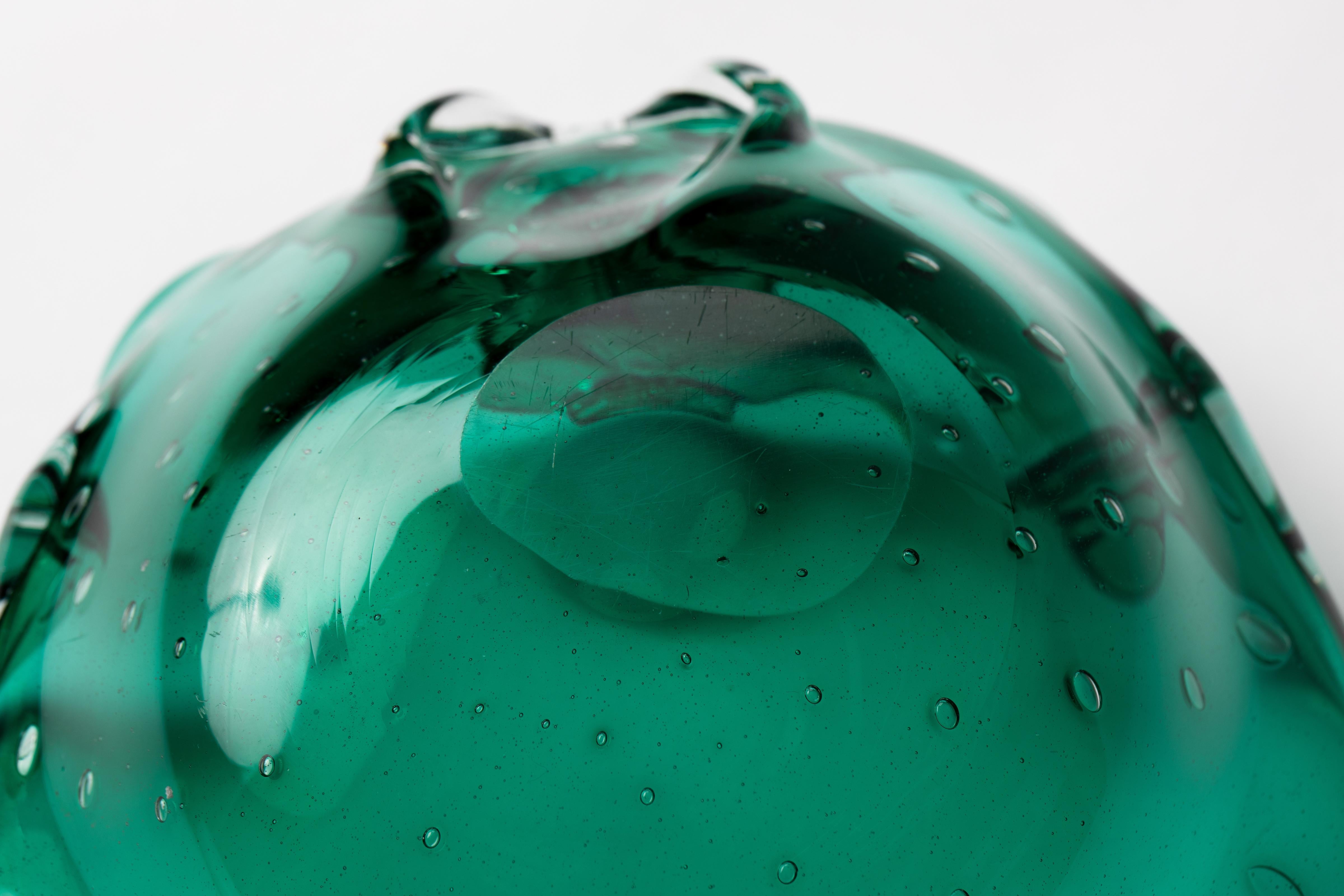 Seguso Smaragdgrünes Muranoglas Muschel dekorative Schale im Angebot 9