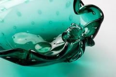 Seguso Emerald Green Murano Glass Seashell Decorative Dish
