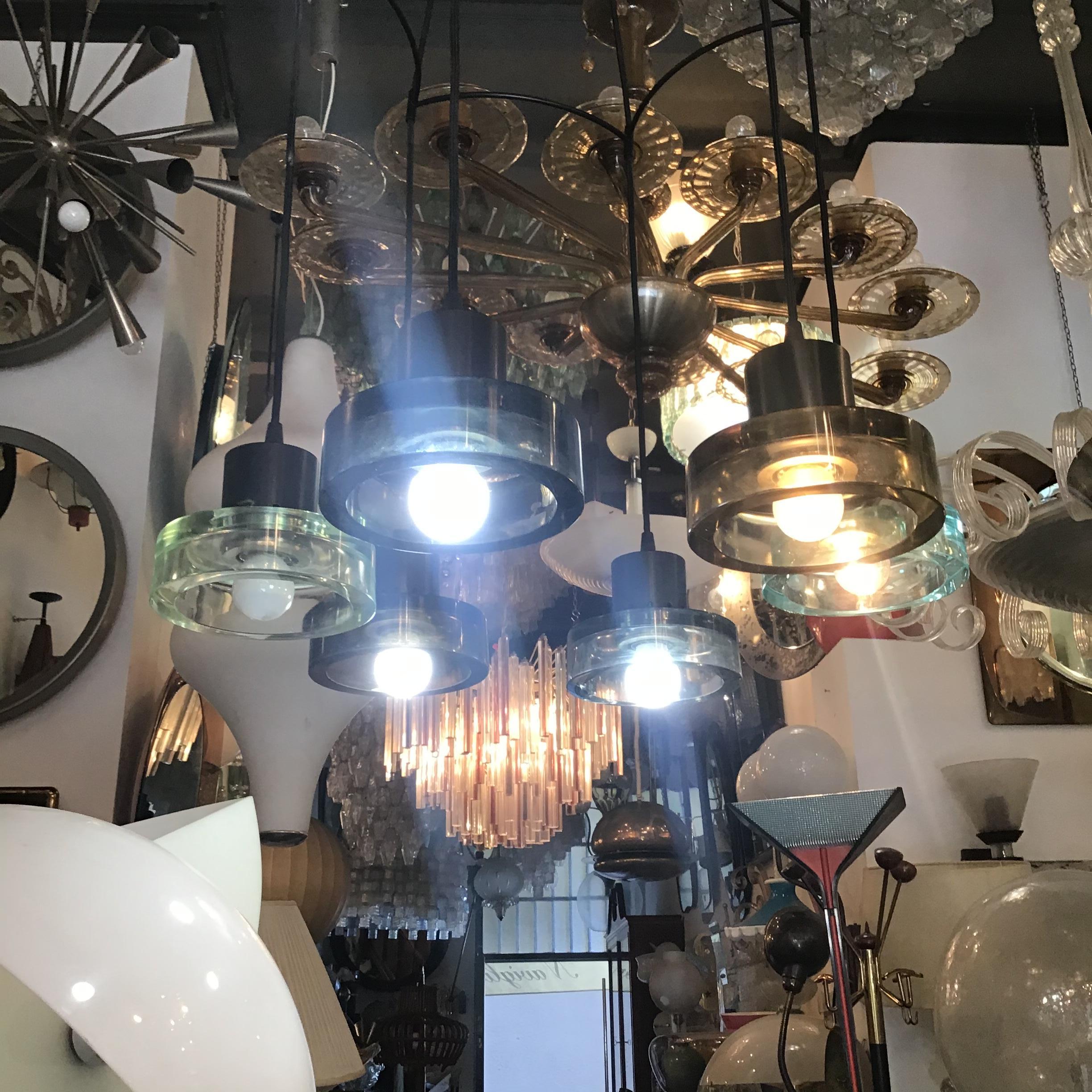 Seguso Flavio Poli Lampadario a 6 luci regolabile in vetro e metallo 1960 italy in vendita 11
