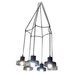 Seguso Flavio Poli Lustre n 6 lumière réglable Verre Métal 1960 Italie