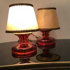 Seguso Flavio Poli Murano Glass Brass Fabric Lampshade, 1960, Italy