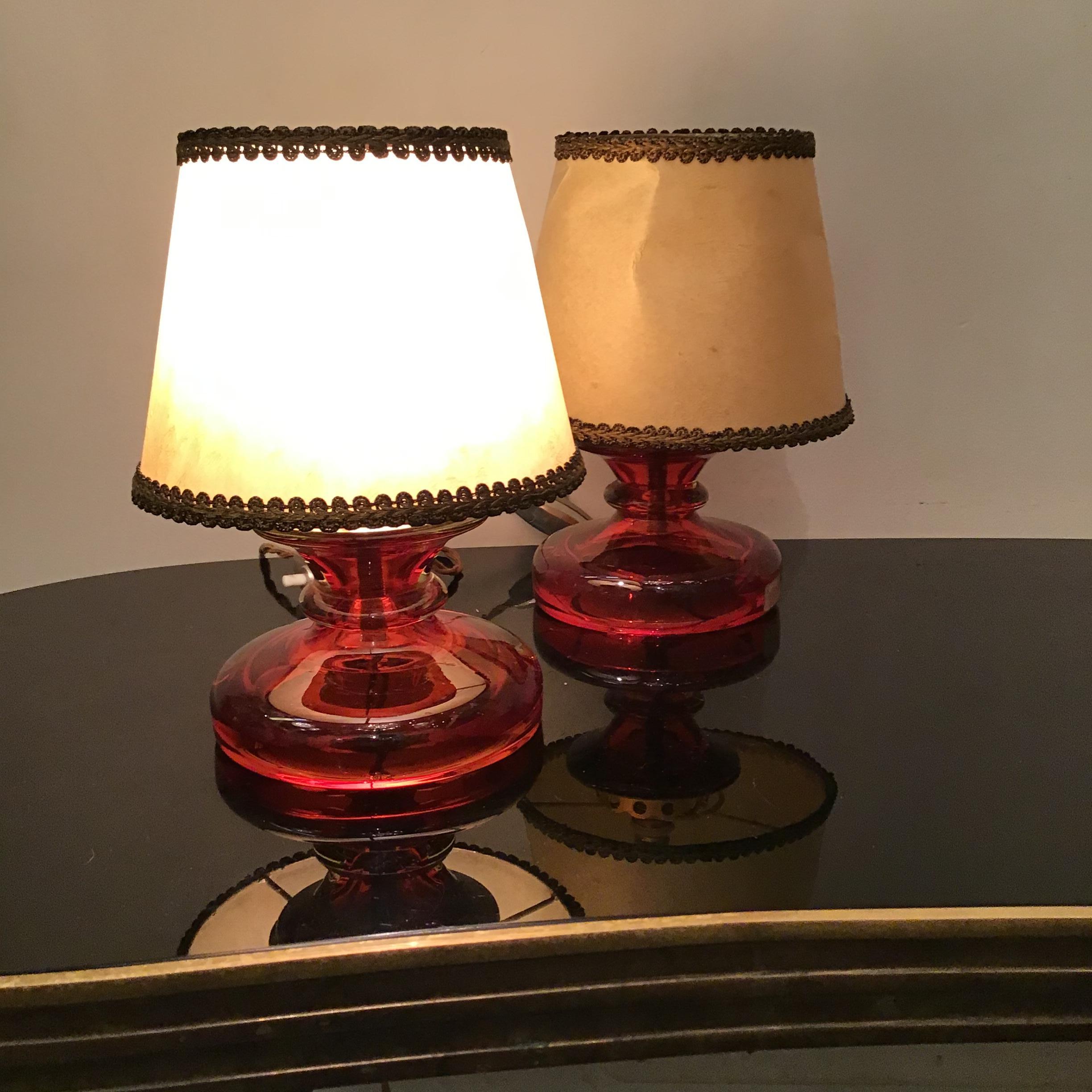 Autre Abat-jour en verre de Murano et tissu en laiton Seguso Flavio Poli, 1960, Italie en vente