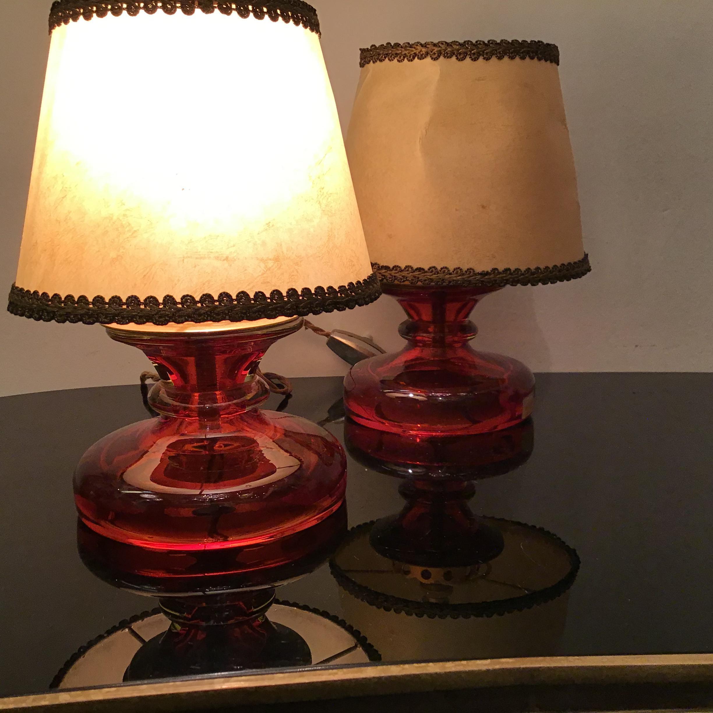 Verre de Murano Abat-jour en verre de Murano et tissu en laiton Seguso Flavio Poli, 1960, Italie en vente