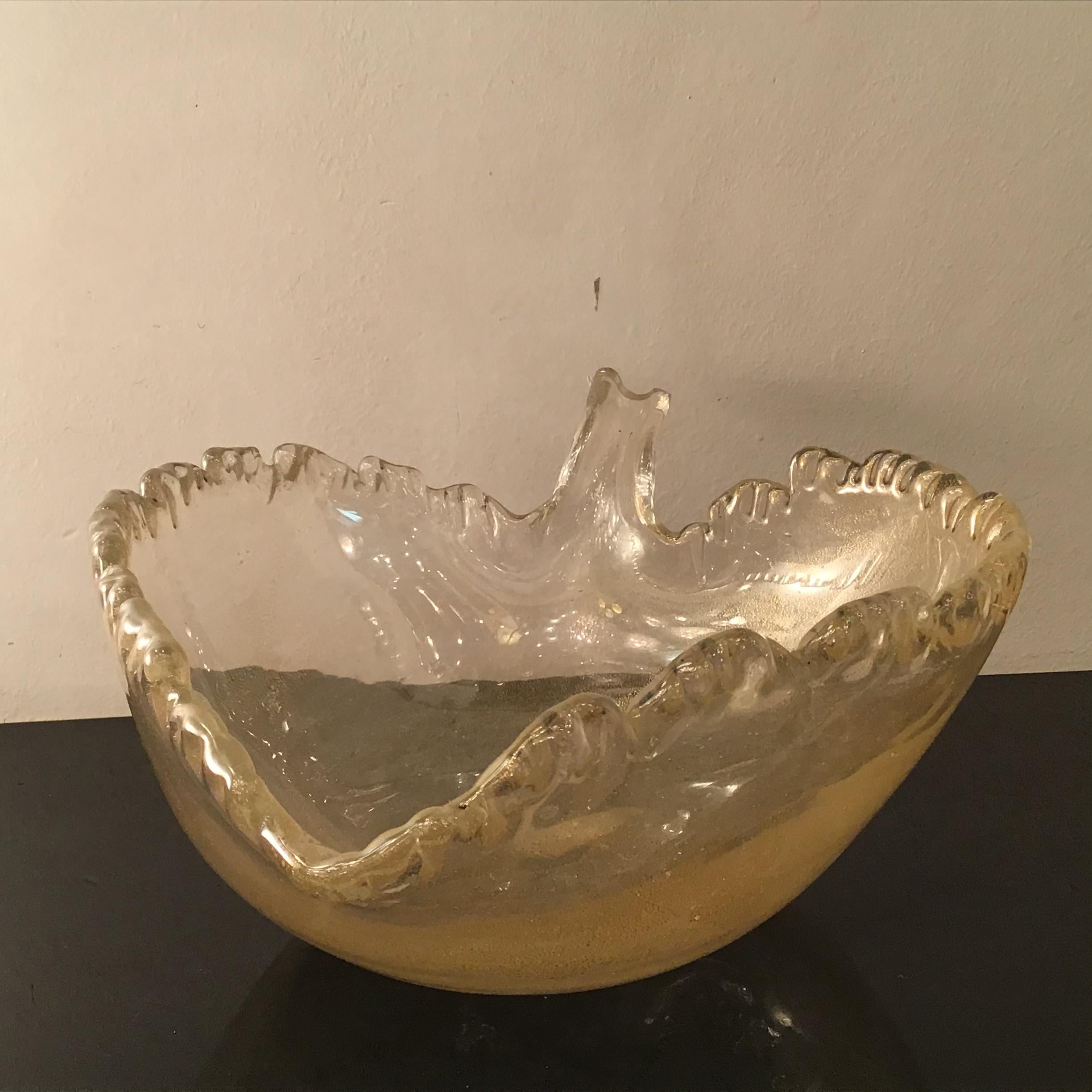 Mid-20th Century Seguso “Flavio Poli “ Murano Glass Gold 1950 Italy For Sale