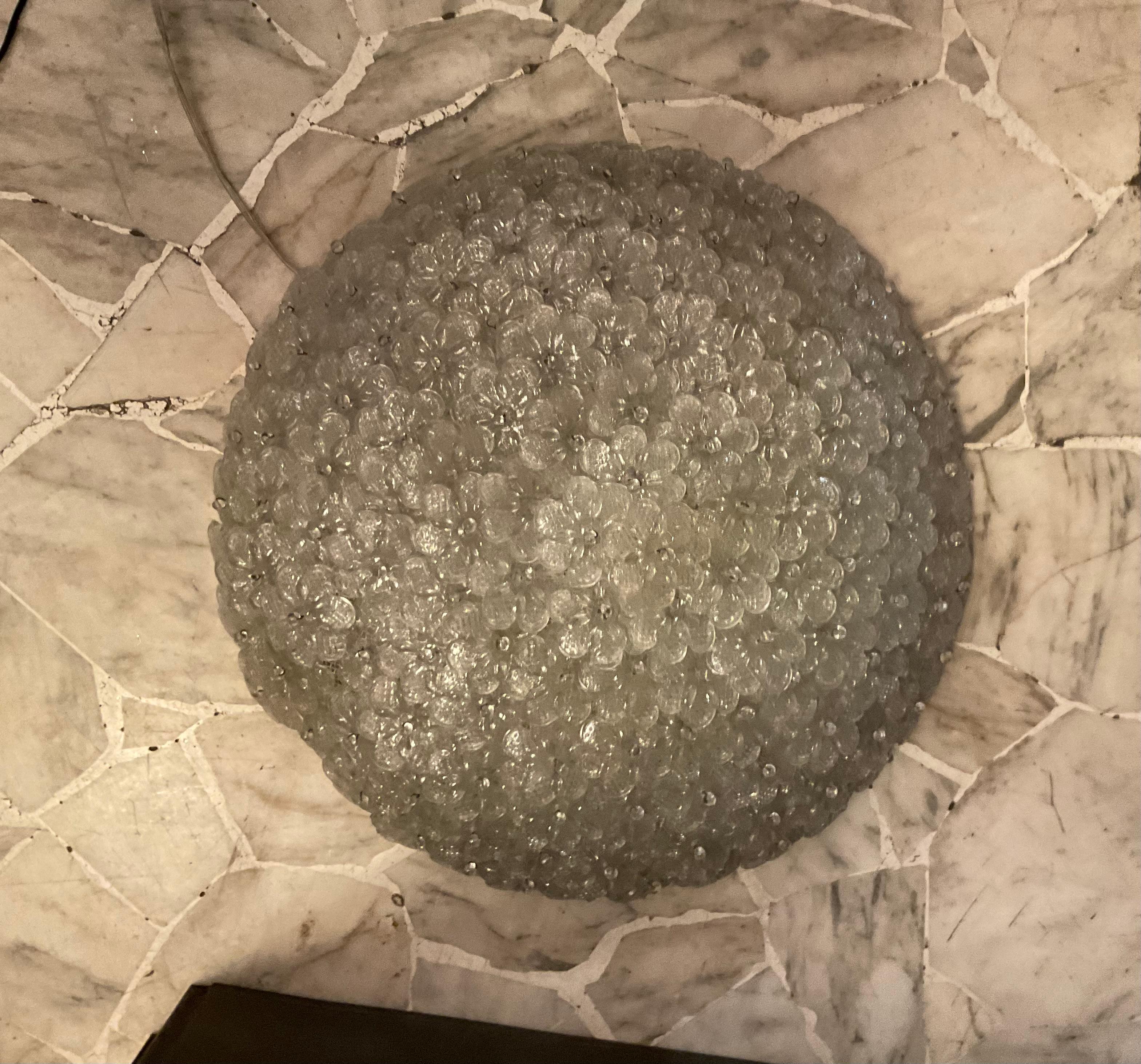 SEGUSO - FLAVIO POLI - Plafoniera a fiori in vetro di MURANO - ITALIA 1950 en vente 4