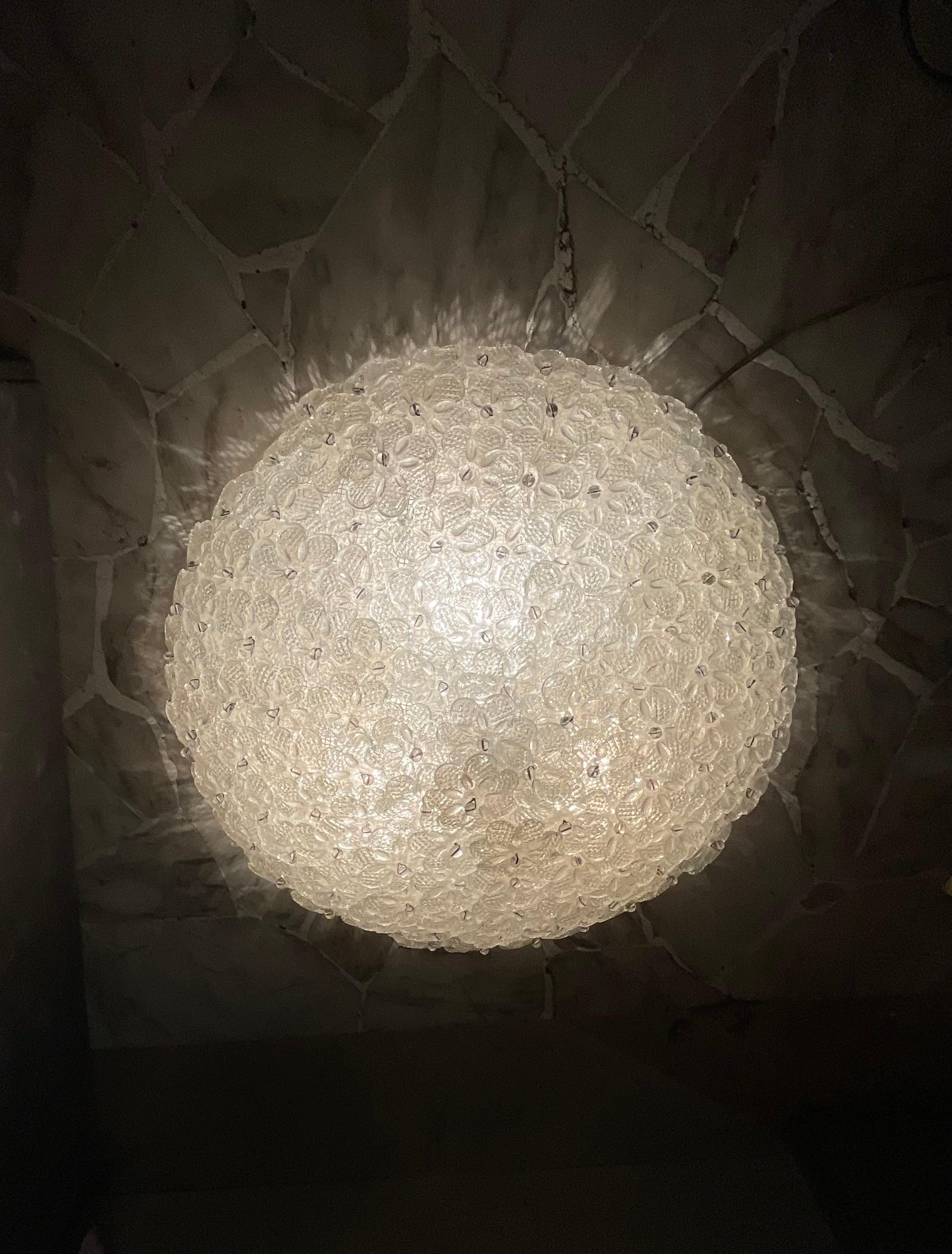 SEGUSO - FLAVIO POLI - Plafoniera a fiori in vetro di MURANO - ITALIA 1950 en vente 7