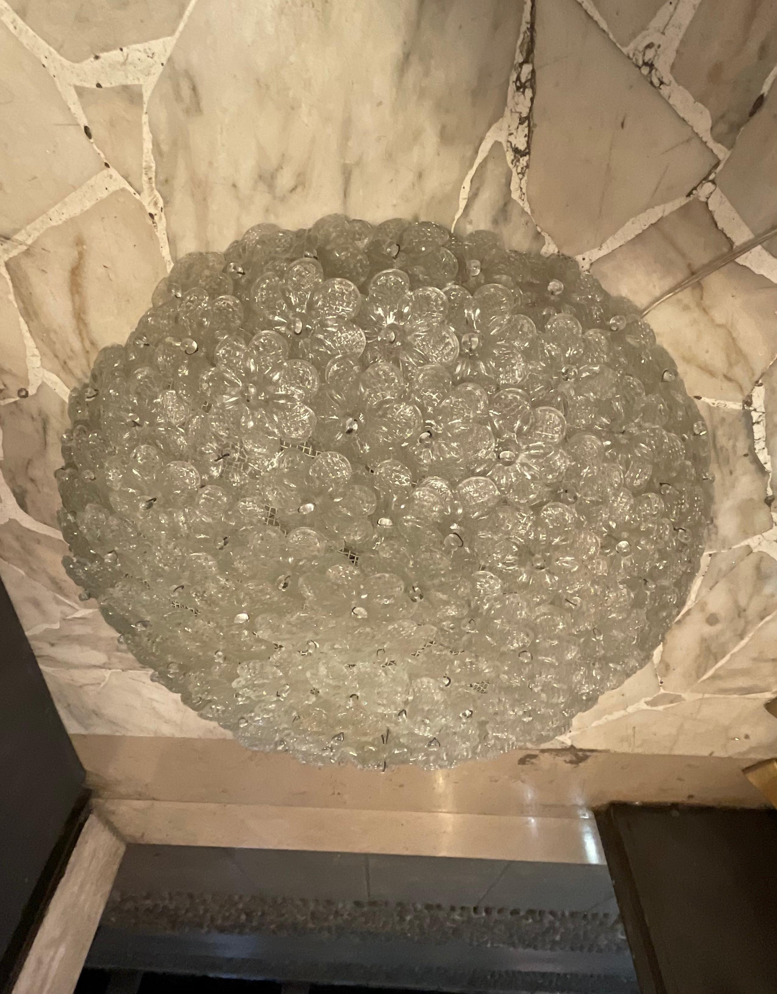 SEGUSO - FLAVIO POLI - Plafoniera a fiori in vetro di MURANO - ITALIA 1950 en vente 8