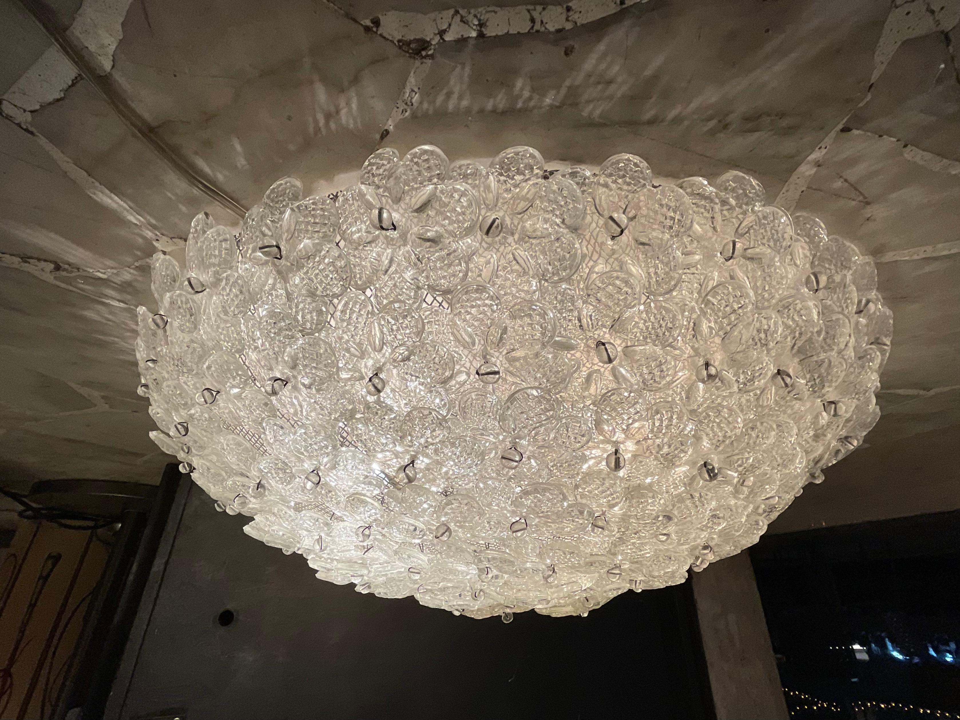 Mid-Century Modern SEGUSO - FLAVIO POLI - Plafoniera a fiori in vetro di MURANO - ITALIA 1950 en vente