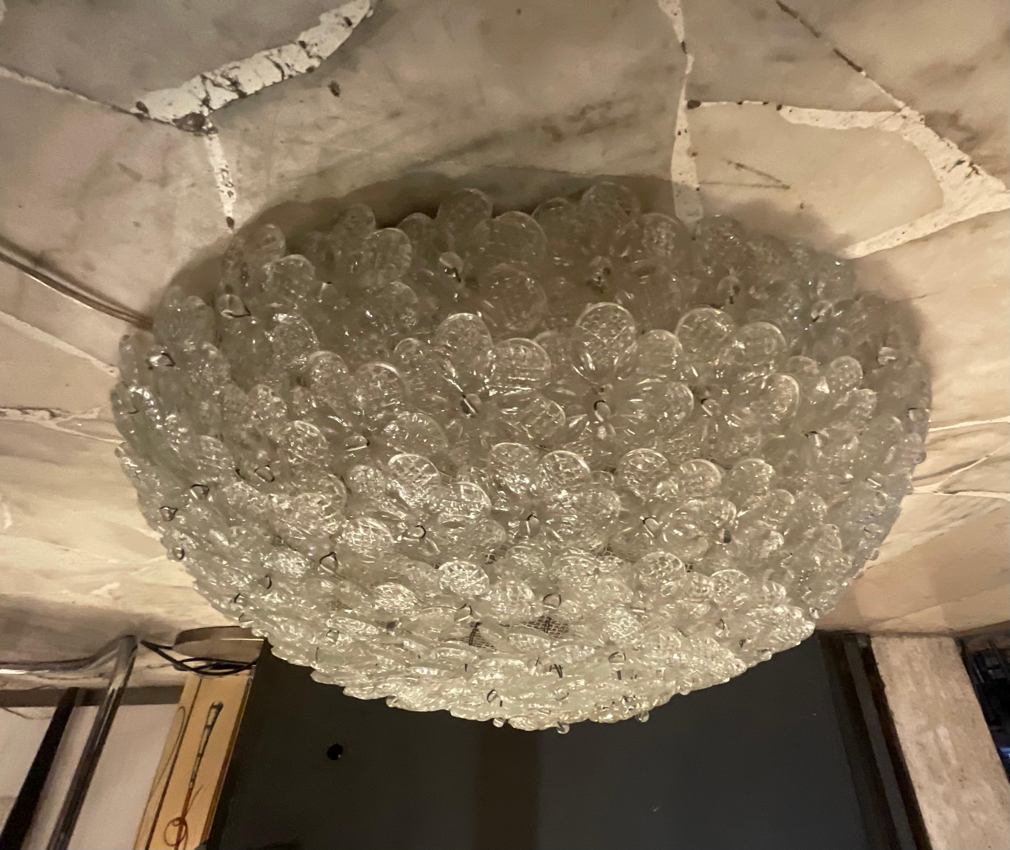 italien SEGUSO - FLAVIO POLI - Plafoniera a fiori in vetro di MURANO - ITALIA 1950 en vente