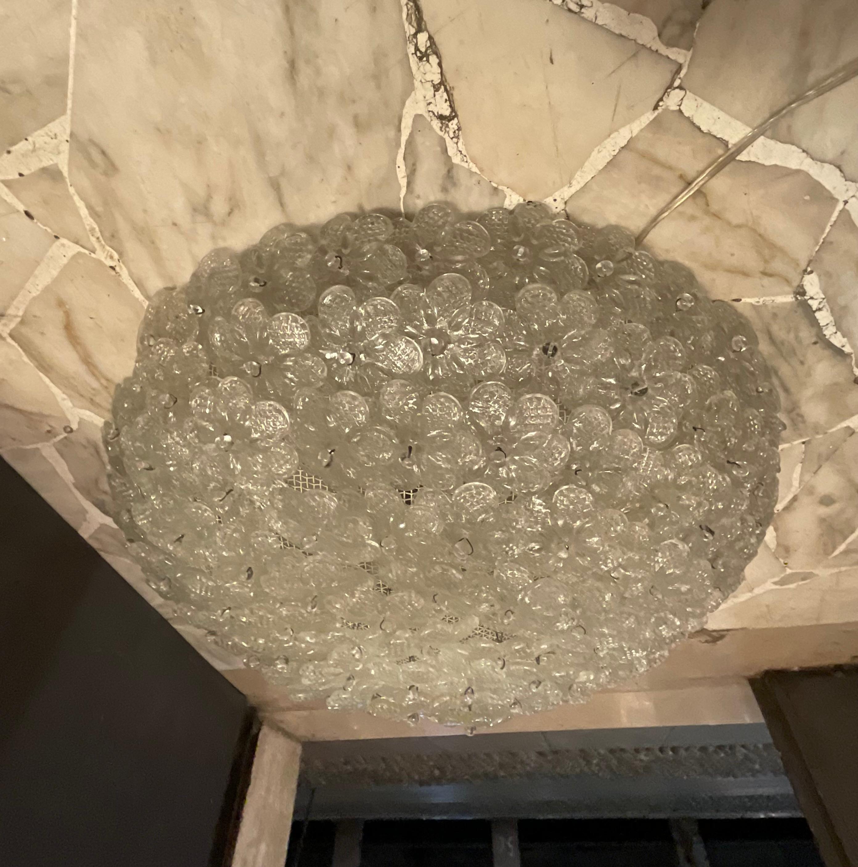 Autre SEGUSO - FLAVIO POLI - Plafoniera a fiori in vetro di MURANO - ITALIA 1950 en vente