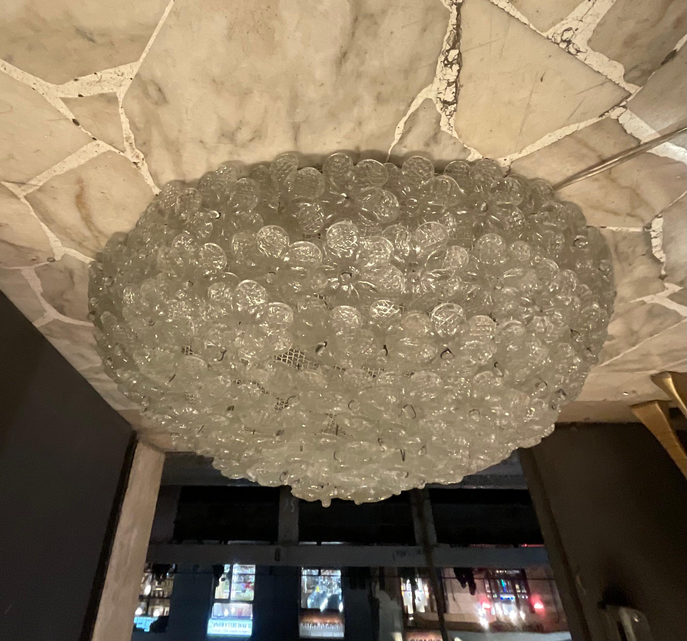 20ième siècle SEGUSO - FLAVIO POLI - Plafoniera a fiori in vetro di MURANO - ITALIA 1950 en vente