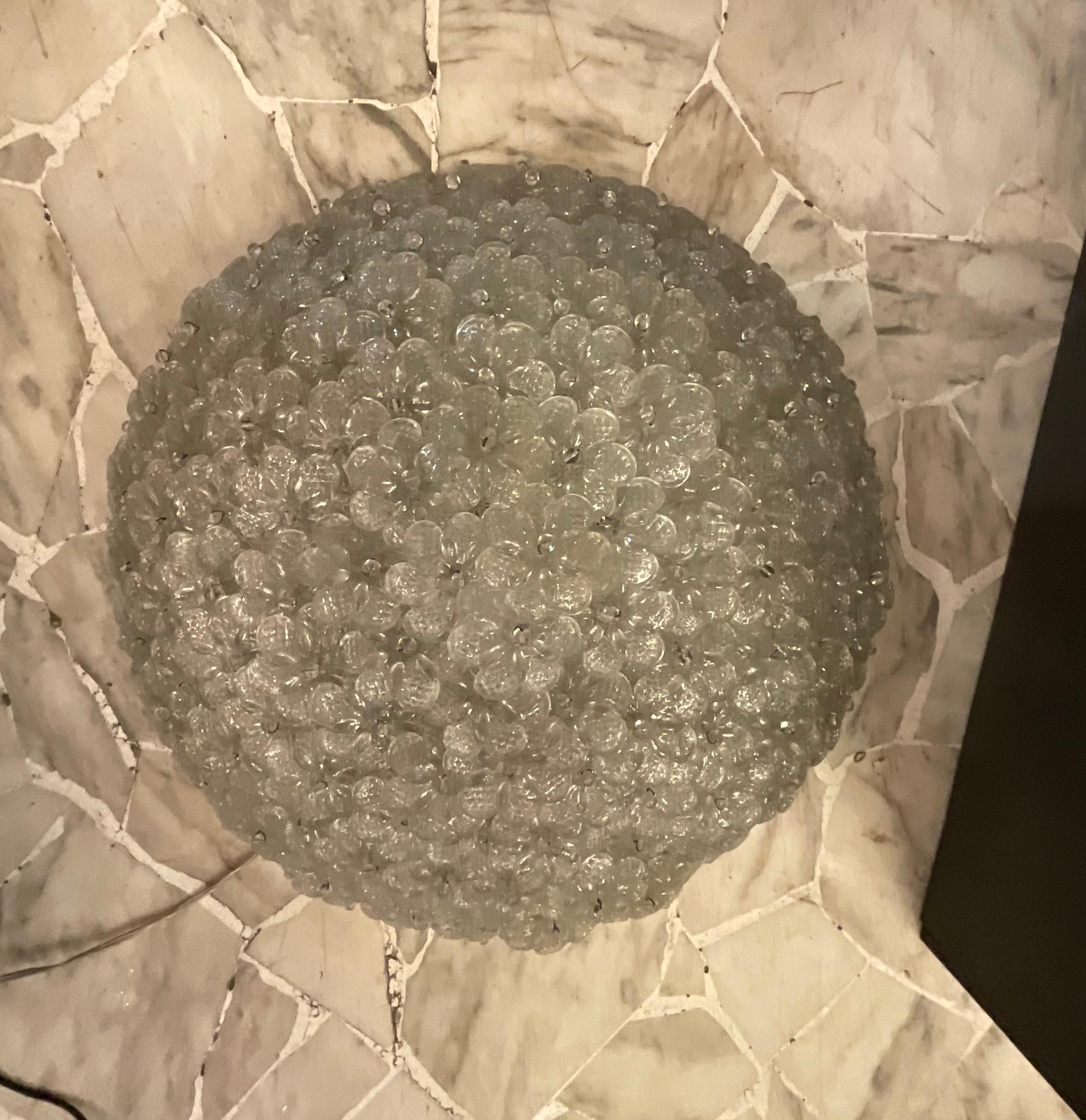 Métal SEGUSO - FLAVIO POLI - Plafoniera a fiori in vetro di MURANO - ITALIA 1950 en vente