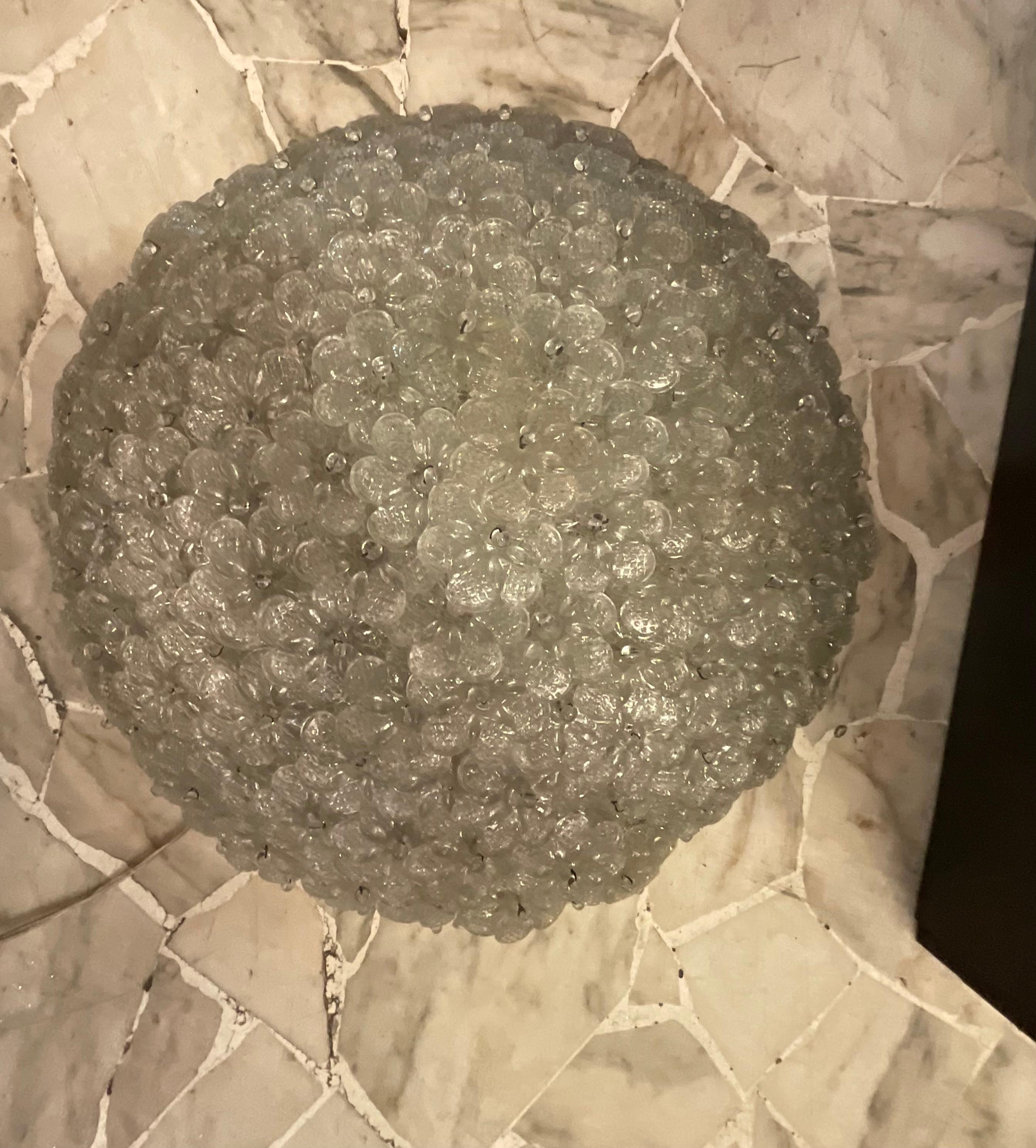 SEGUSO - FLAVIO POLI - Plafoniera a fiori in vetro di MURANO - ITALIA 1950 en vente 2