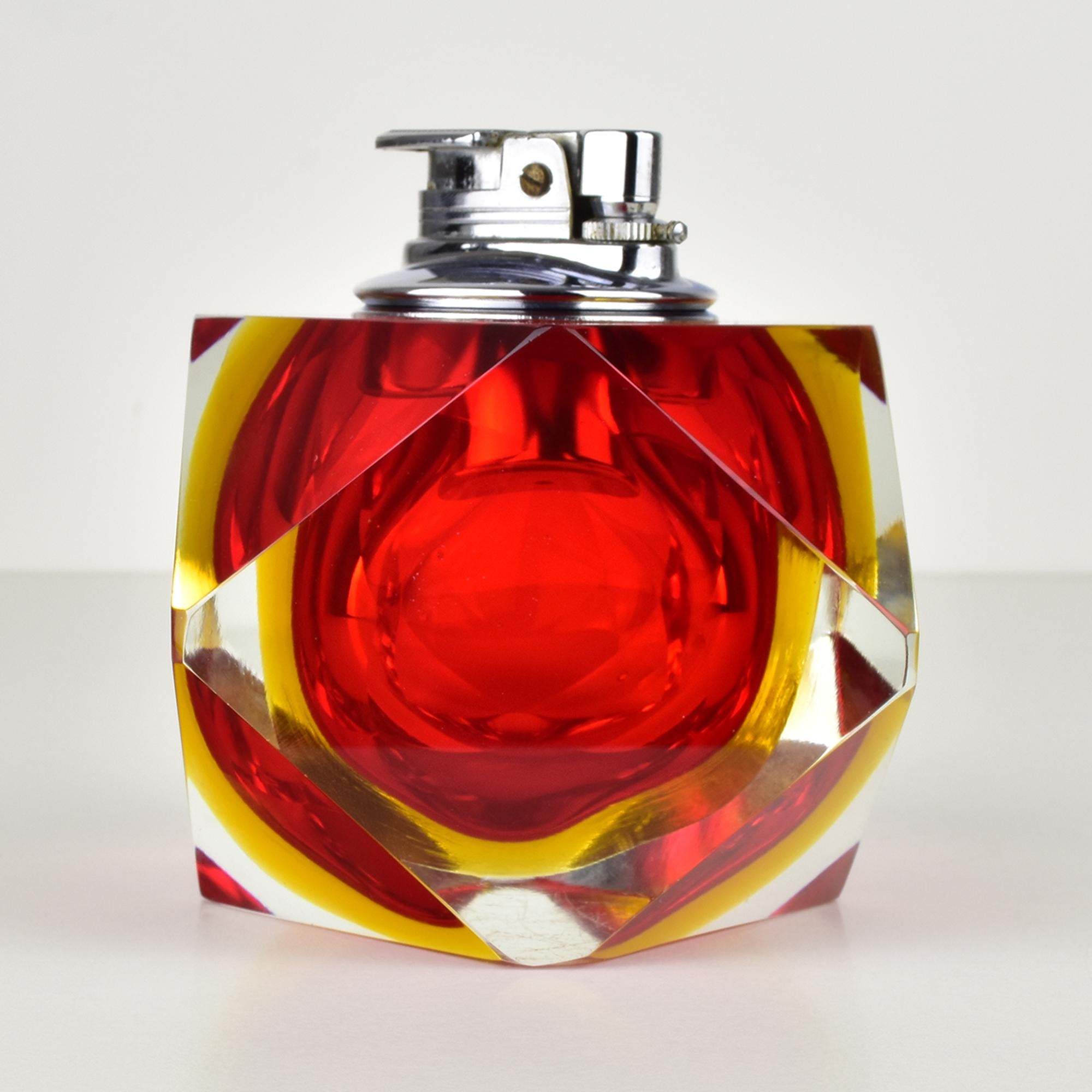 Milieu du XXe siècle Seguso Flavio Poli Sommerso - Briquet de table vintage au design moderne du milieu du siècle dernier en vente