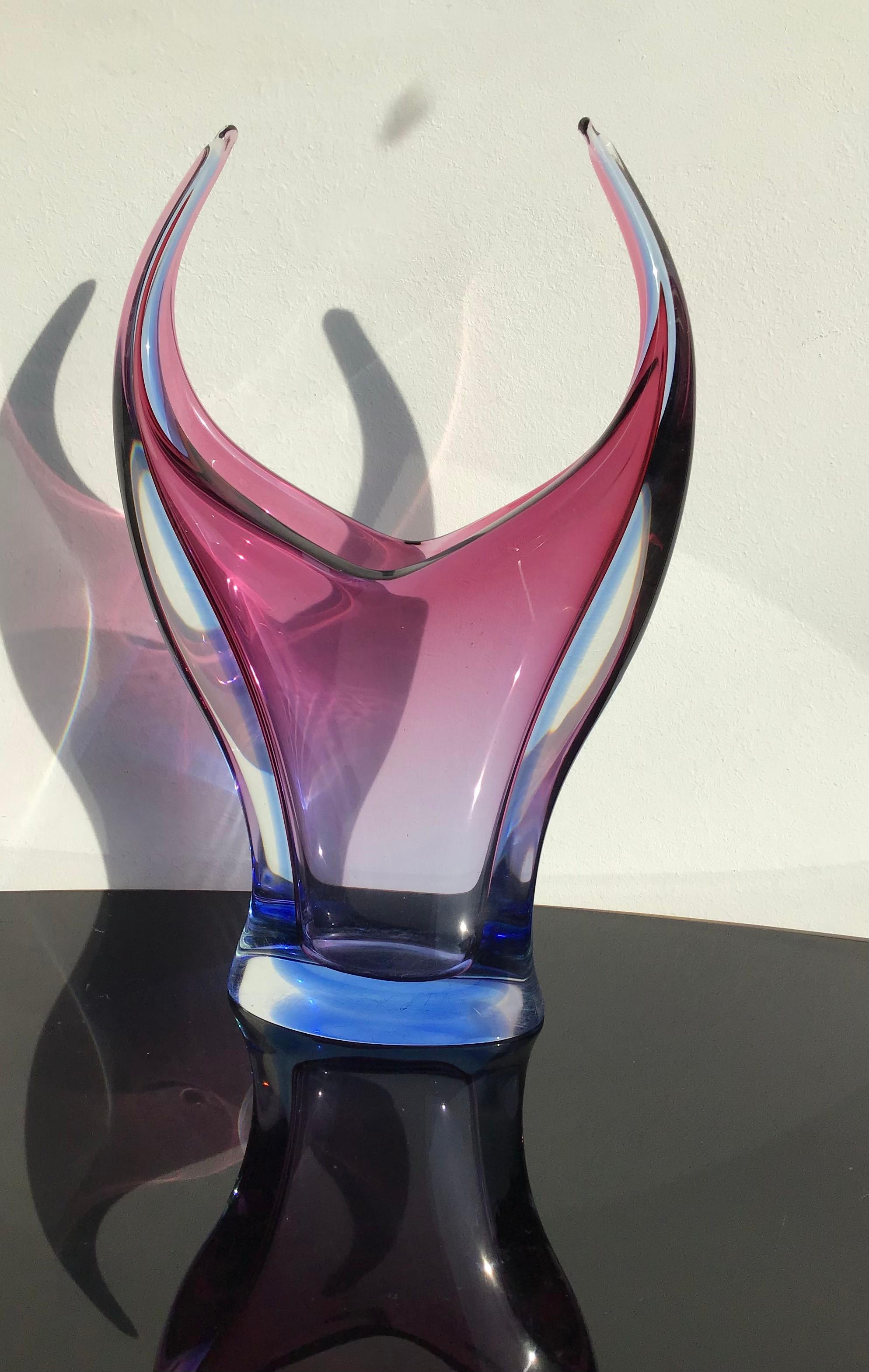 Seguso Flavio Poli Vase Murano Glass, 1950, Italy In Excellent Condition For Sale In Milano, IT