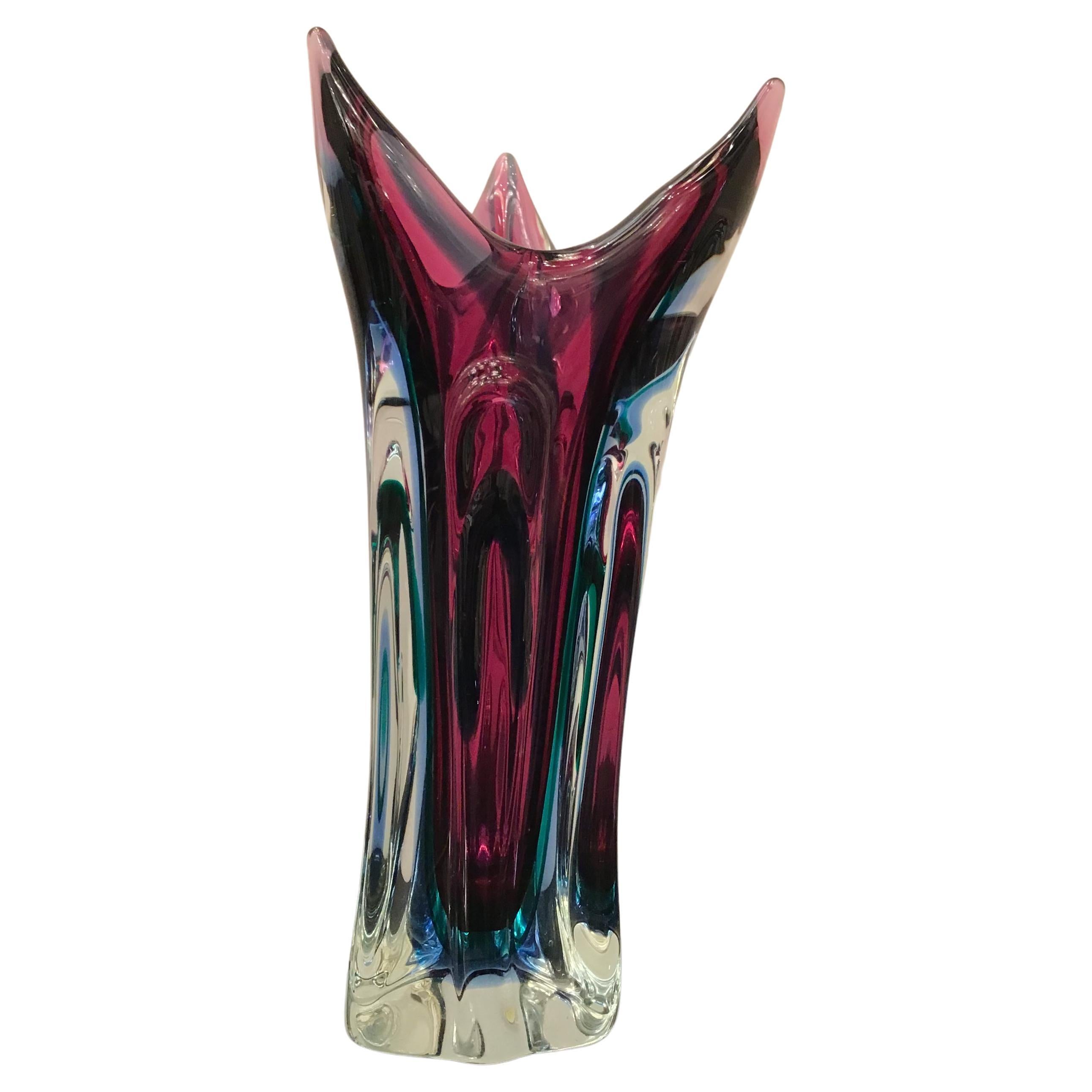 Vase Seguso « Flavio Poli » en verre de Murano, 1950, Italie