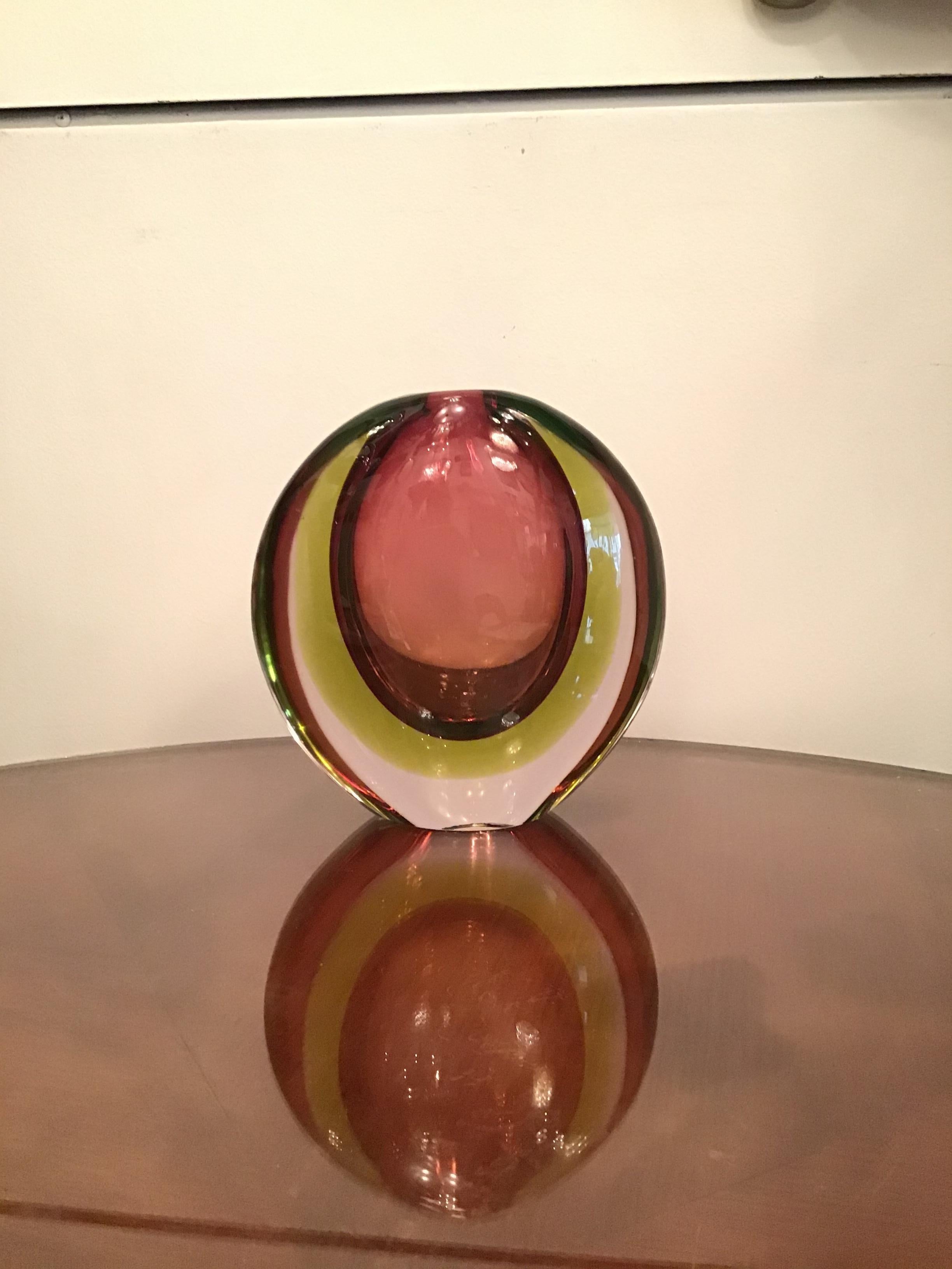 Seguso Flavio Poli Vase Murano Glass, 1955, Italy  In Excellent Condition In Milano, IT