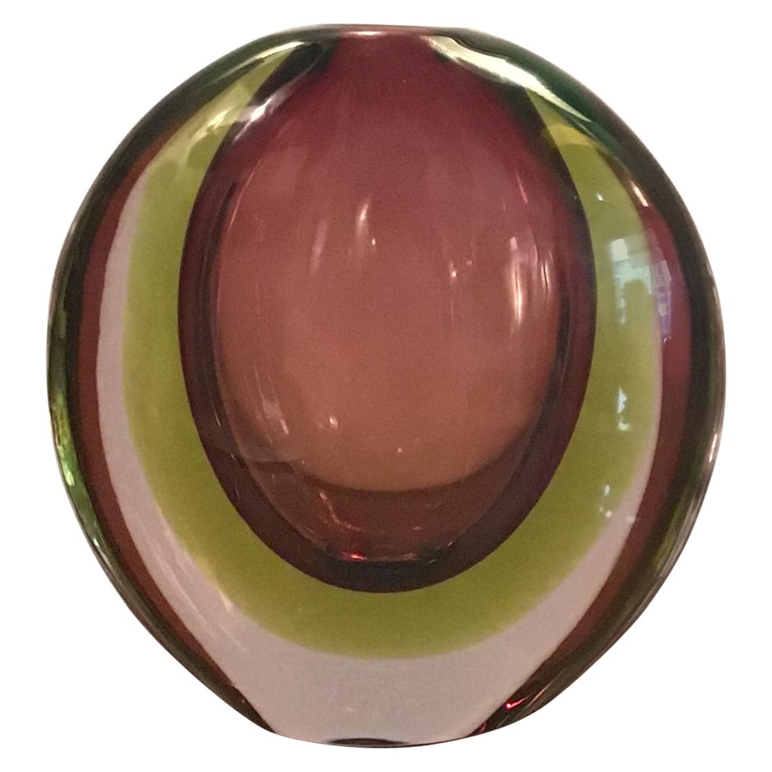 Seguso Flavio Poli Vase Murano Glass, 1955, Italy 