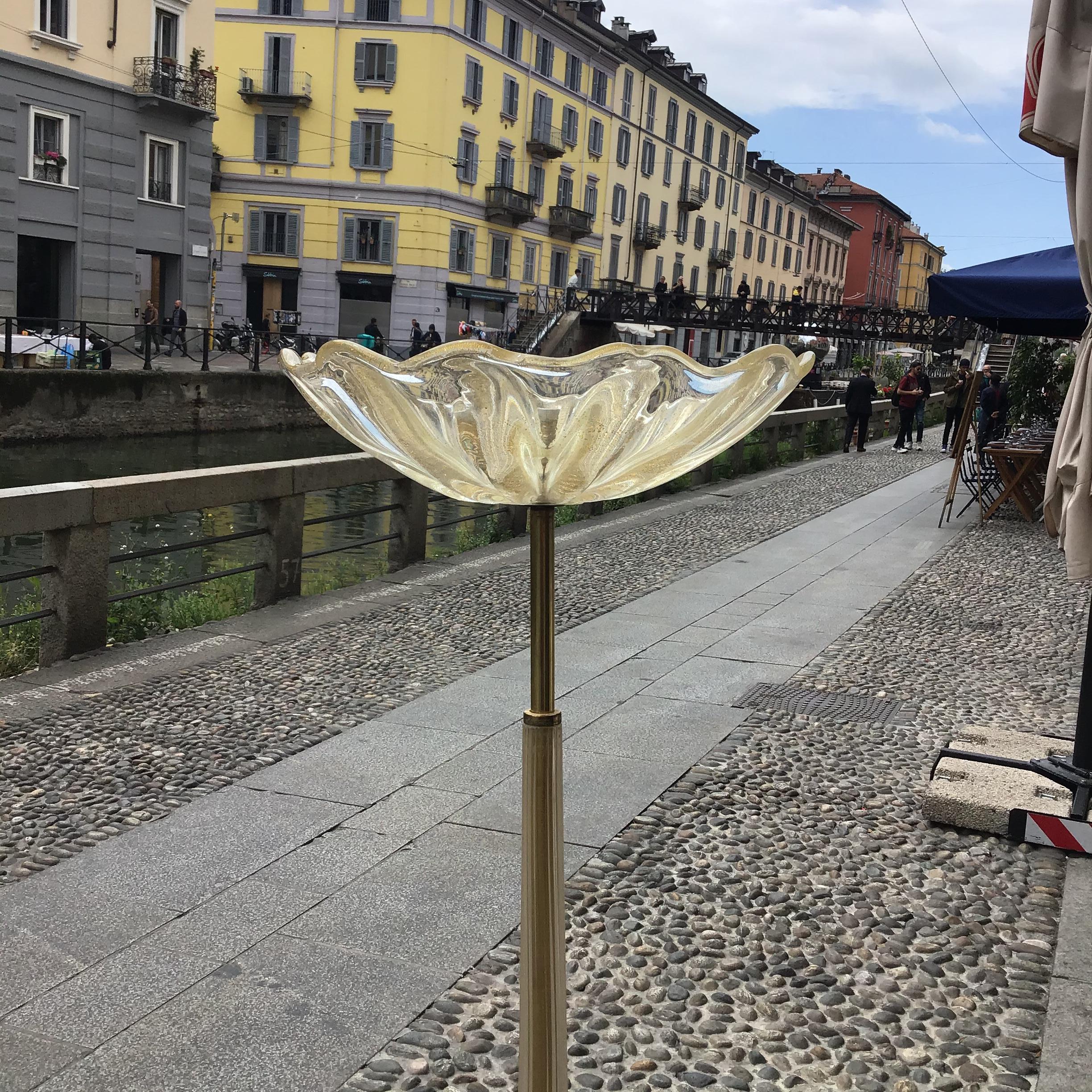 Other Seguso Floor Lamp Murano Gold Glass Brass 1950 Italy For Sale