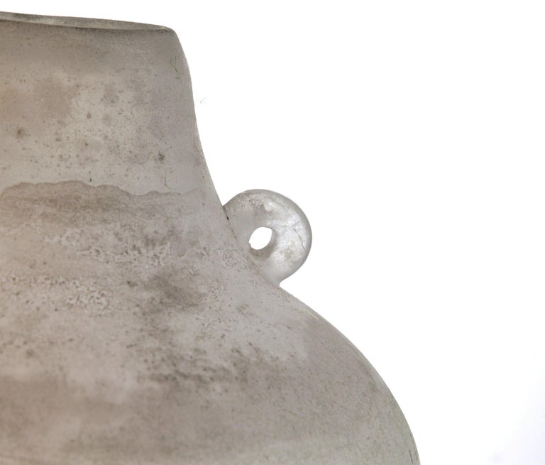 Seguso for Bisazza White Scavo Corroso Murano Glass Vase 1993 Signed For Sale 5