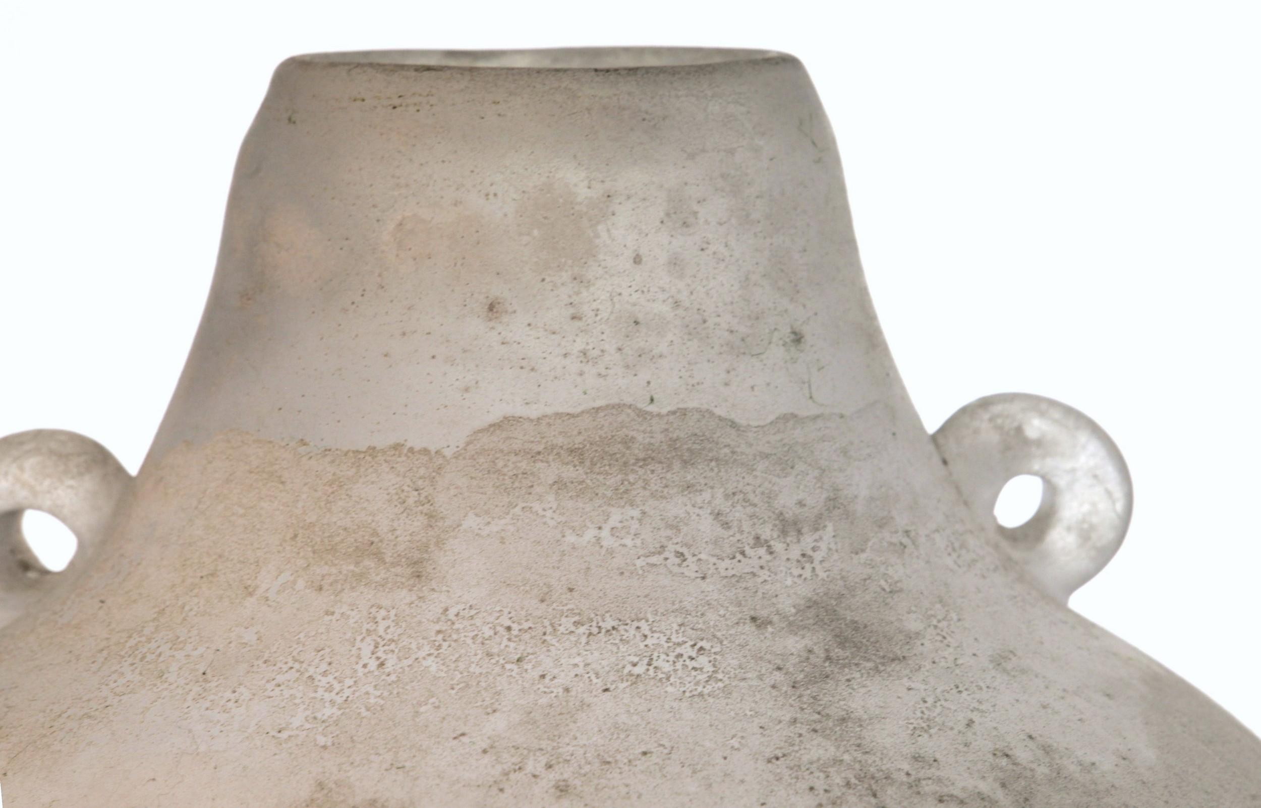 Seguso for Bisazza White Scavo Corroso Murano Glass Vase 1993 Signed For Sale 7
