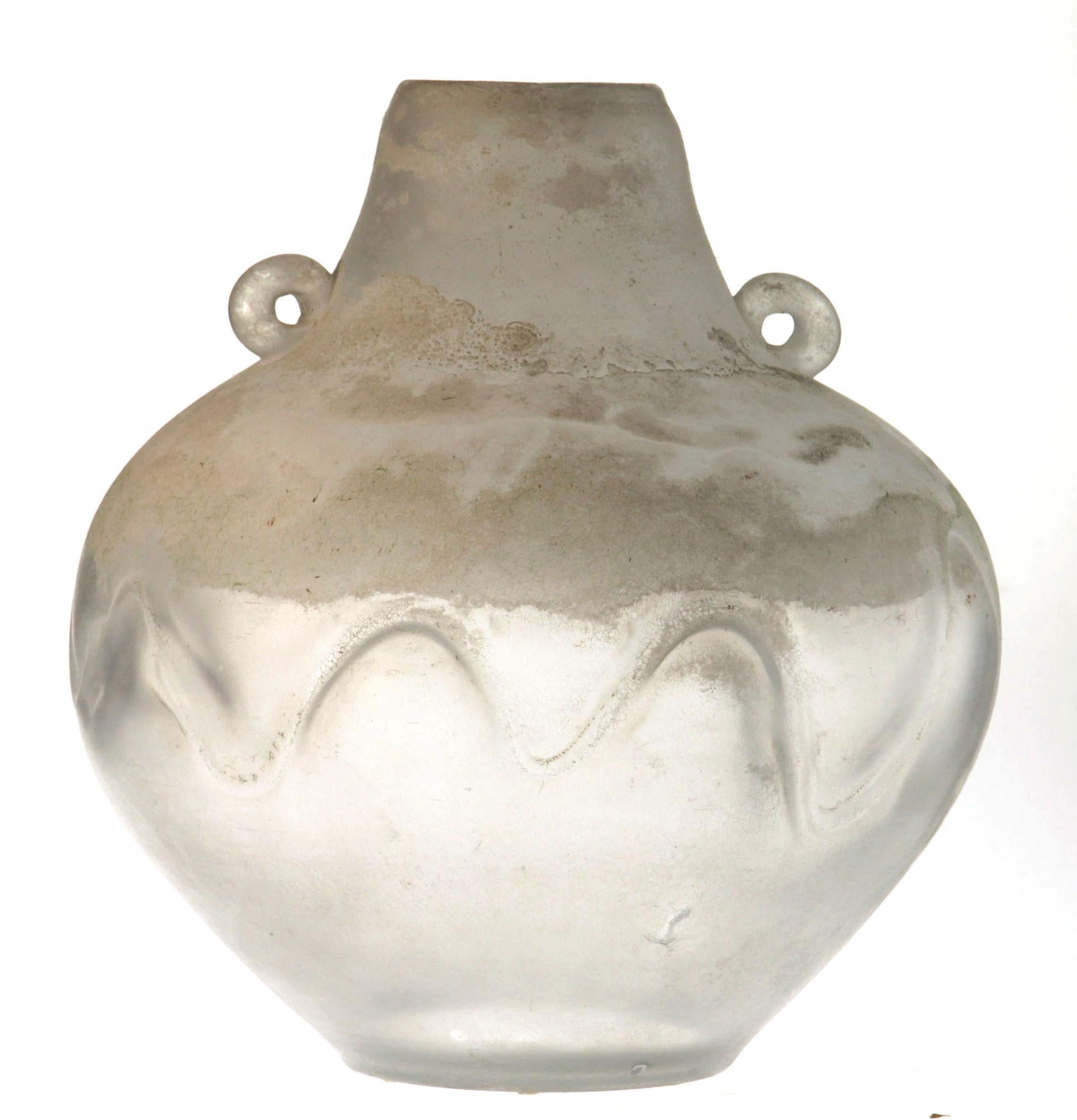 Seguso pour Bisazza - Vase en verre de Murano blanc Scavo Corroso signé 1993 en vente 10