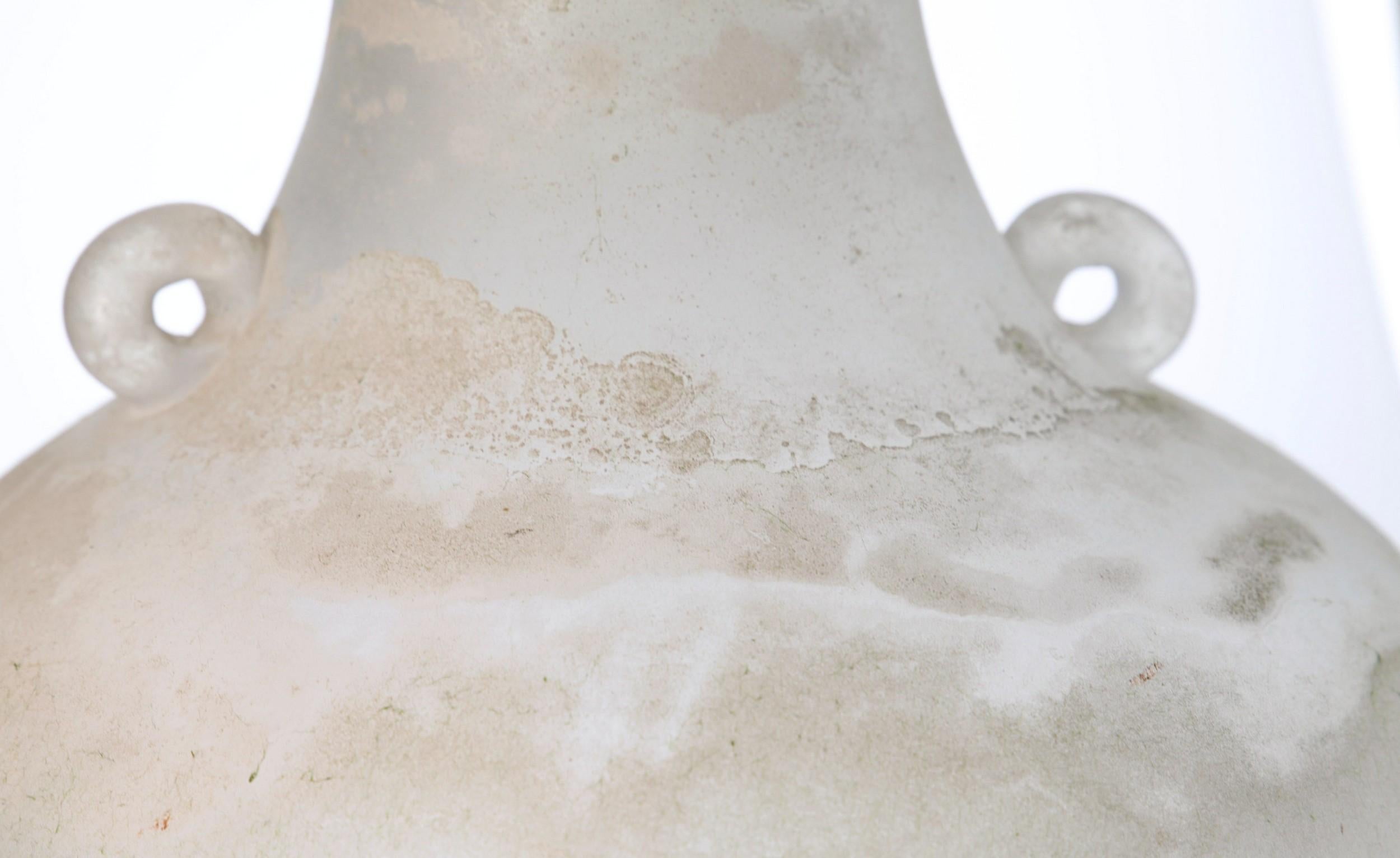 Seguso for Bisazza White Scavo Corroso Murano Glass Vase 1993 Signed For Sale 12