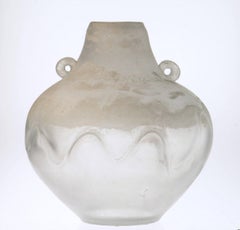 Seguso for Bisazza White Scavo Corroso Murano Glass Vase 1993 Signed