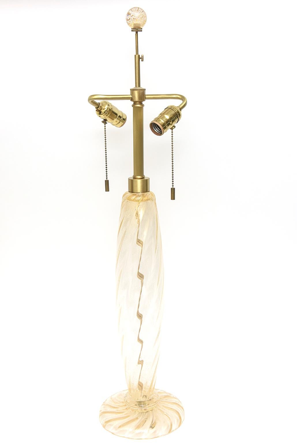 Modern Seguso for Donghia Murano Glass Lamps with Gold Dust and Gold Aventurine Pair of