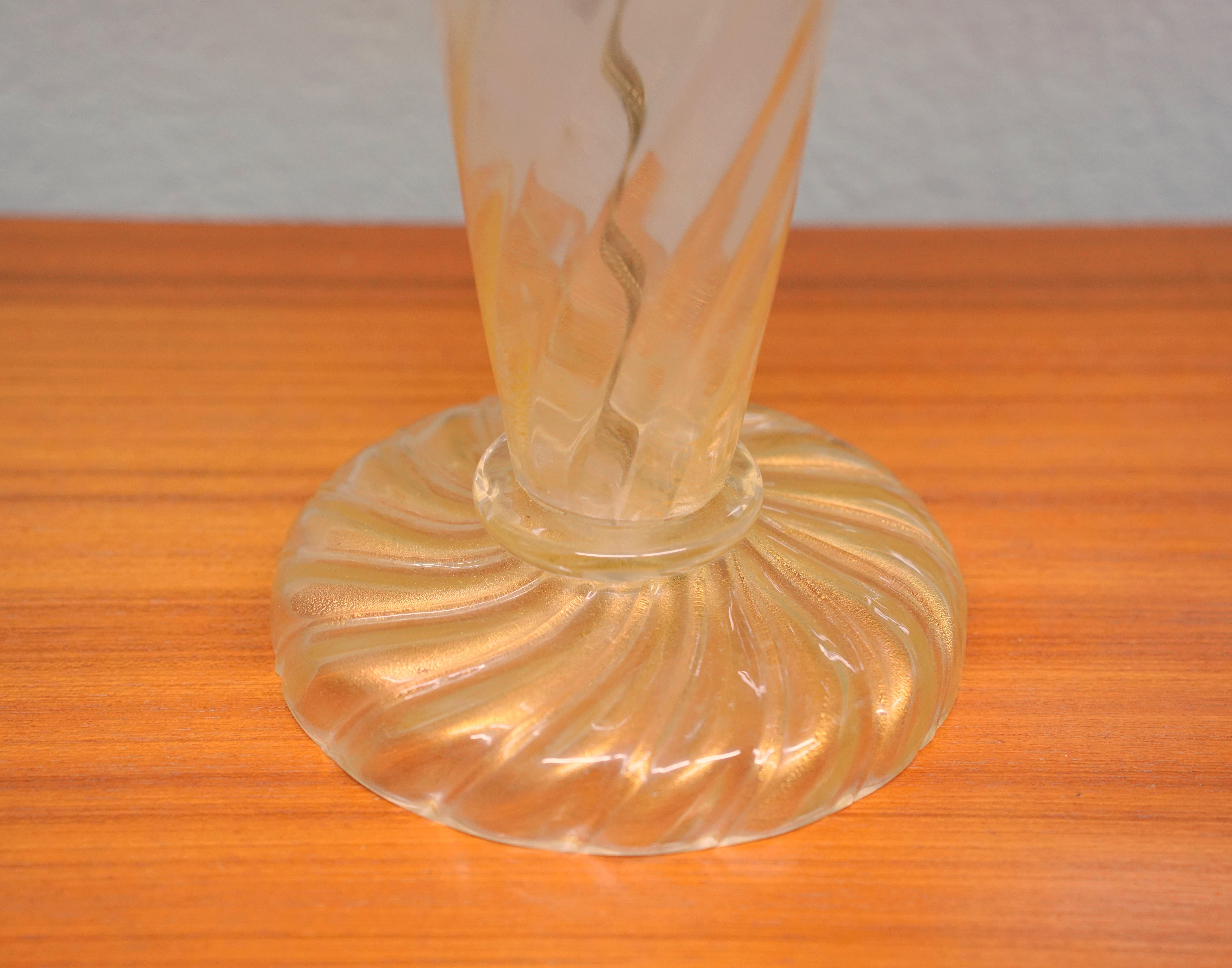 Seguso for Donghia Murano Glass Lamps with Gold Dust and Gold Aventurine - Pair For Sale 3