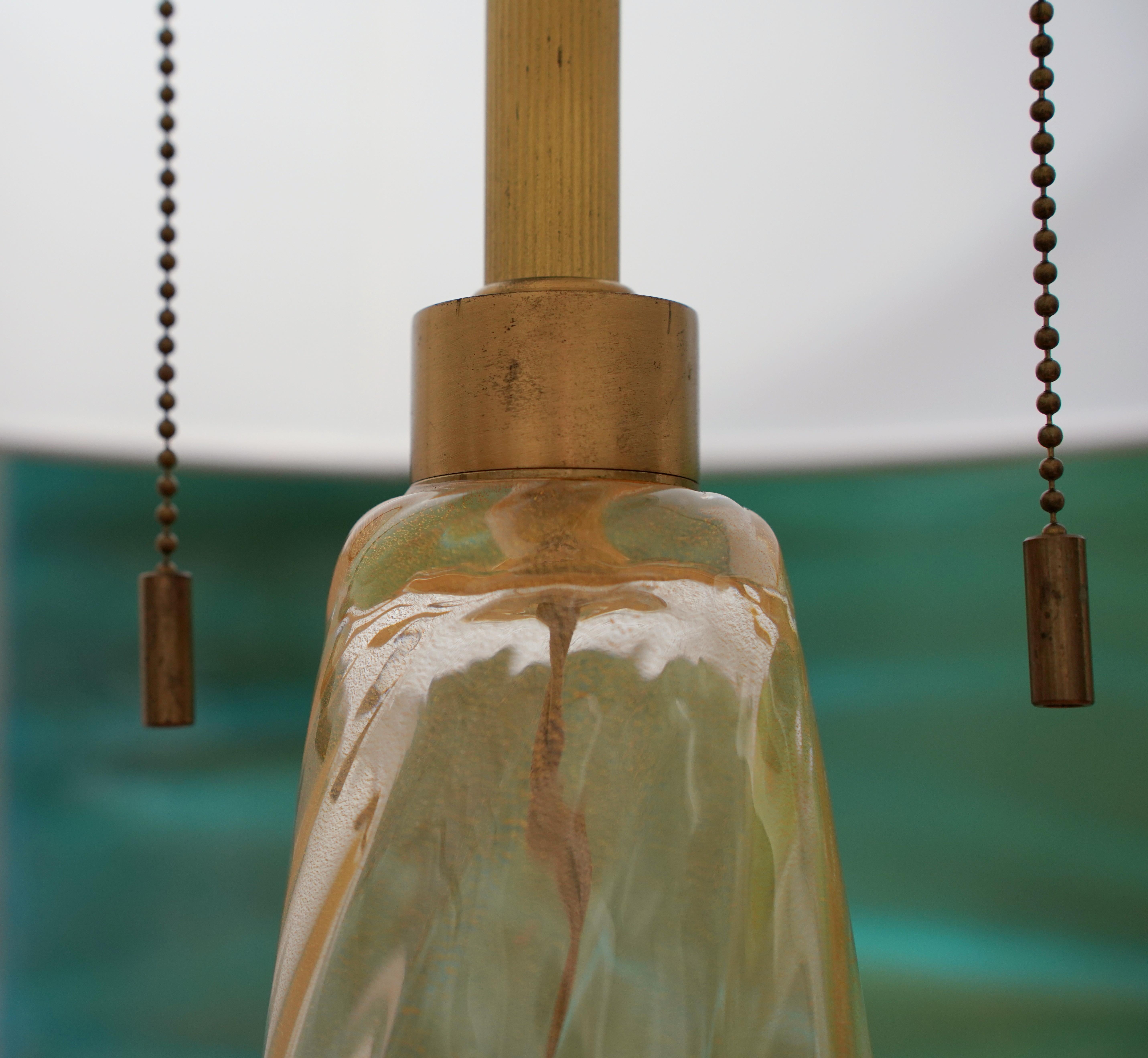 Seguso for Donghia Murano Glass Lamps with Gold Dust and Gold Aventurine - Pair For Sale 4