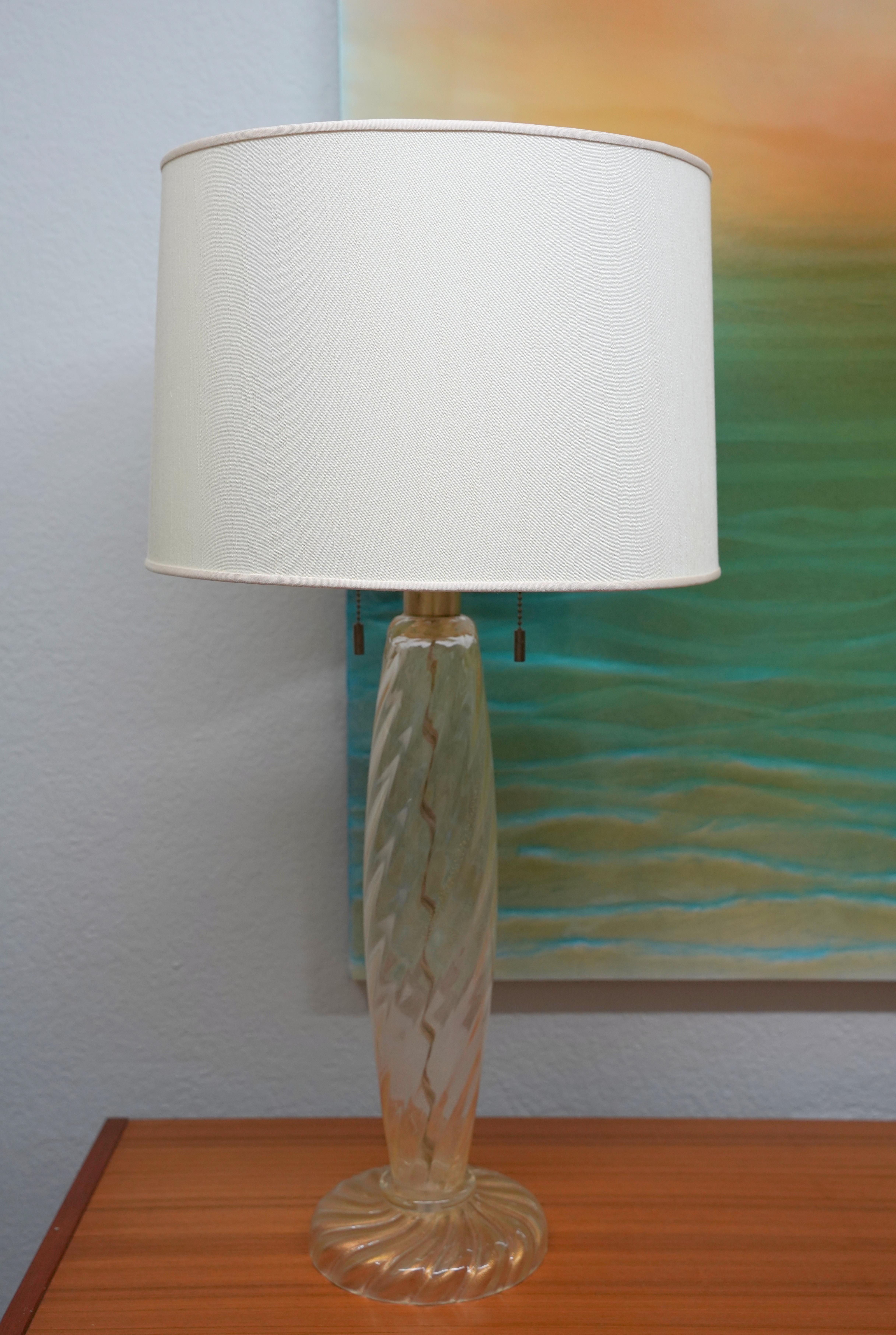 Seguso for Donghia Murano Glass Lamps with Gold Dust and Gold Aventurine - Pair For Sale 7