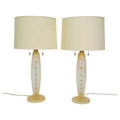 Seguso für Donghia Murano Glas Lampen mit Goldstaub und Gold Aventurin - Paar