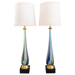 Seguso for Marbro Murano Table Lamps, Pair