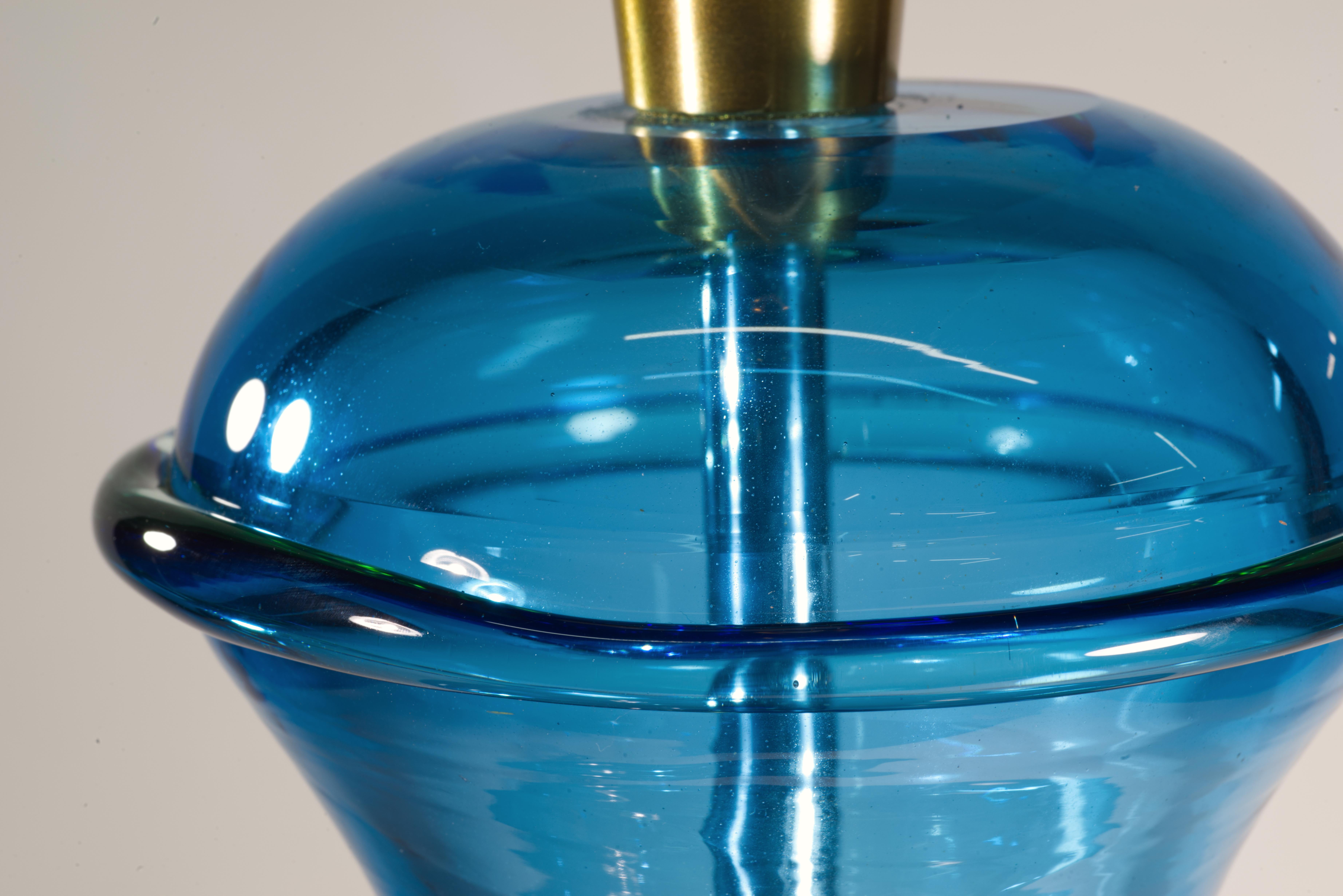 Seguso for Marbro Pair of Huge Blue Murano Glass Lamps, 1960s For Sale 7