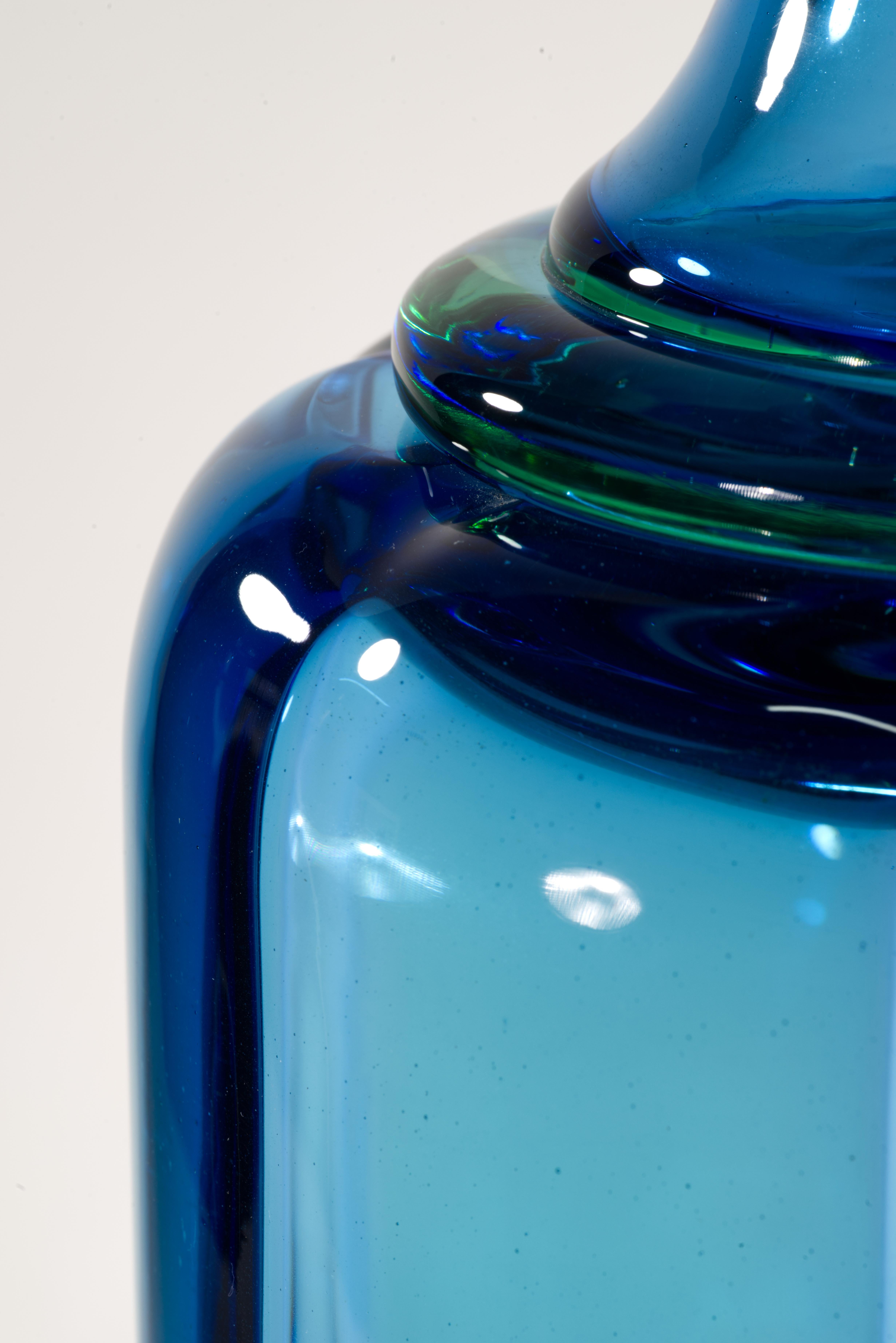 Seguso for Marbro Pair of Huge Blue Murano Glass Lamps, 1960s For Sale 8